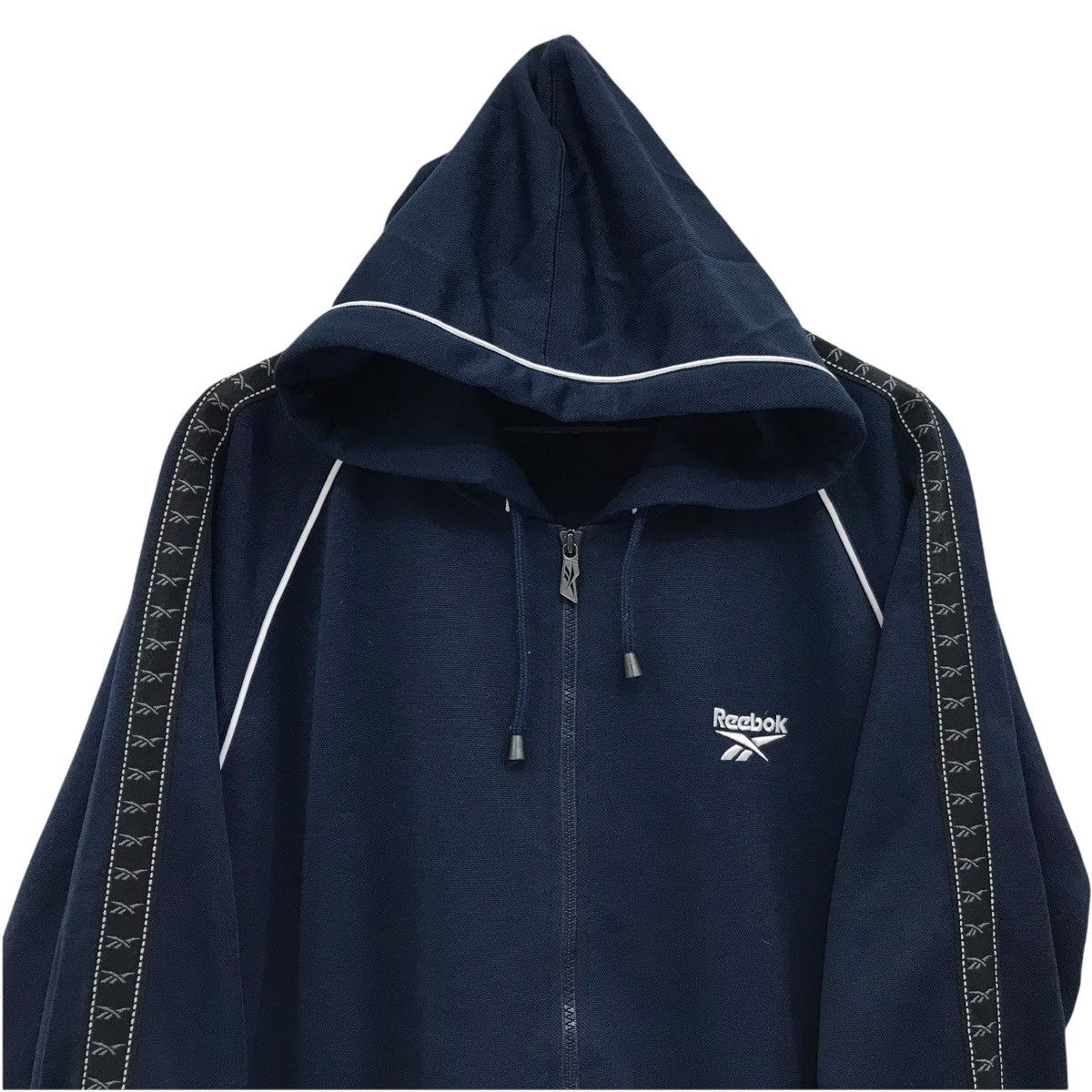 Reebok × Vintage Vintage Reebok Side Tape Hoodie Sweatshirt Jumper Pullover Size US L / EU 52-54 / 3 - 2 Thumbnail
