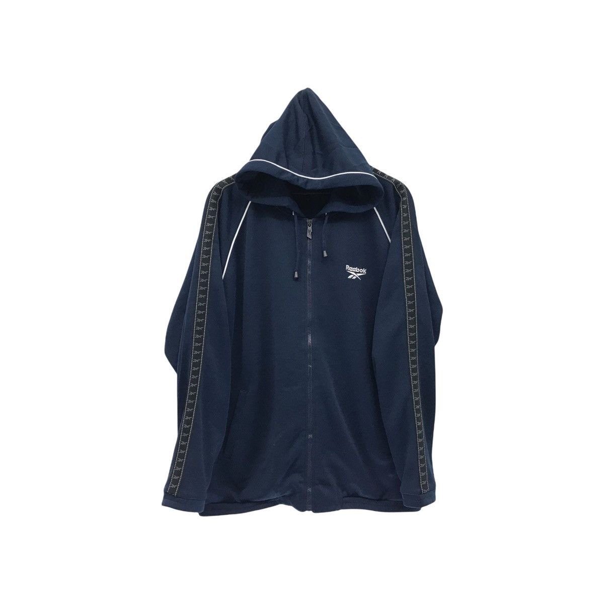 Reebok × Vintage Vintage Reebok Side Tape Hoodie Sweatshirt Jumper Pullover Size US L / EU 52-54 / 3 - 1 Thumbnail