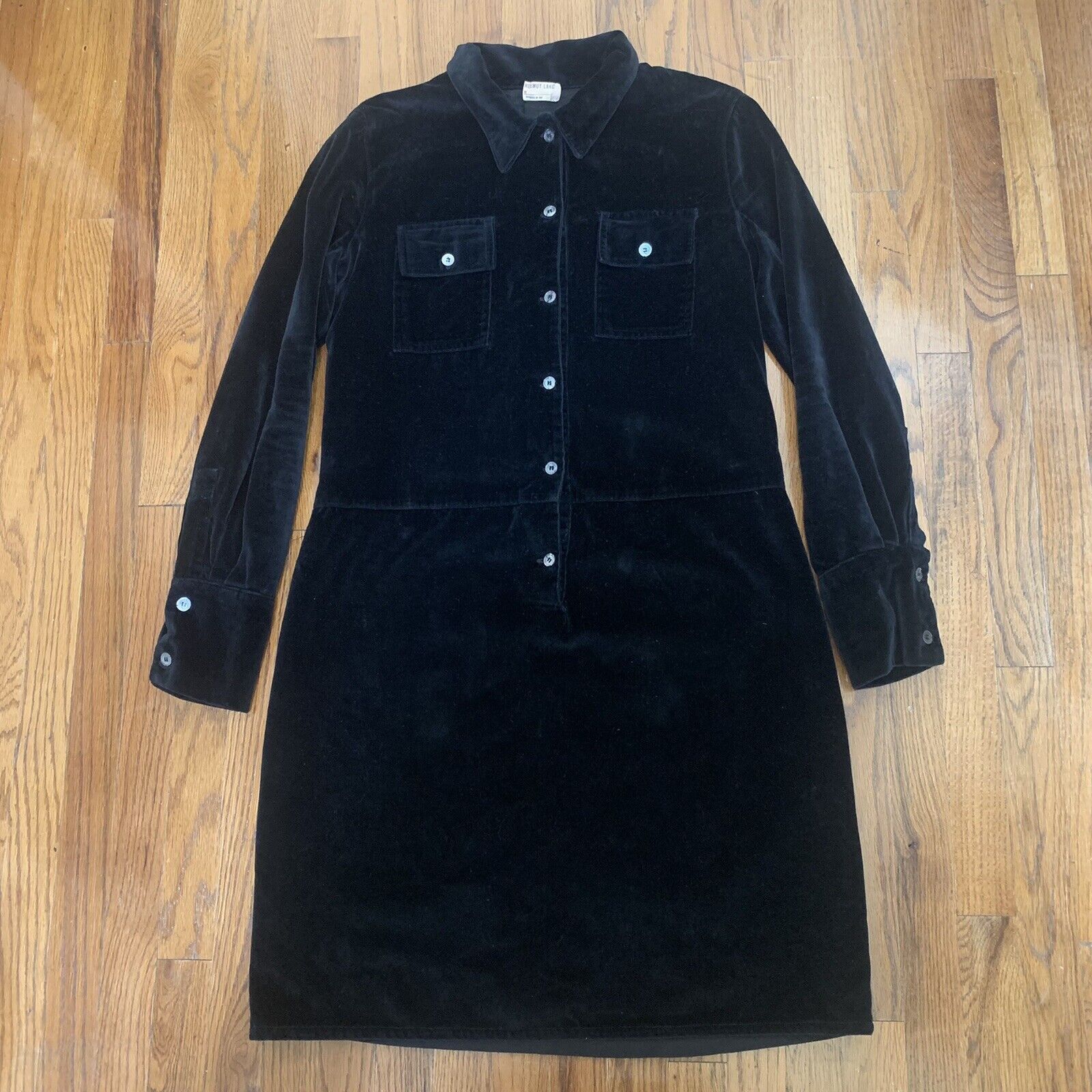 Helmut Lang AW1997 Black Velvet Denim-Style Dress