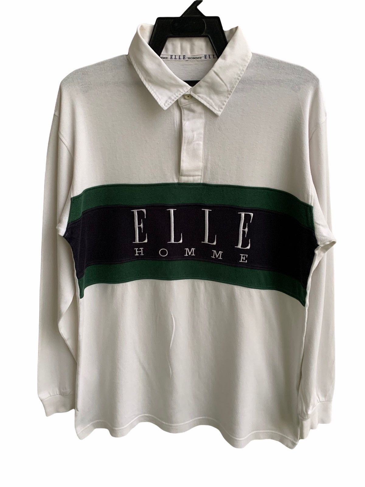 Designer Vintage OG ELLE HOMME Long Sleeve Polos Shirts Size US L / EU 52-54 / 3 - 2 Thumbnail