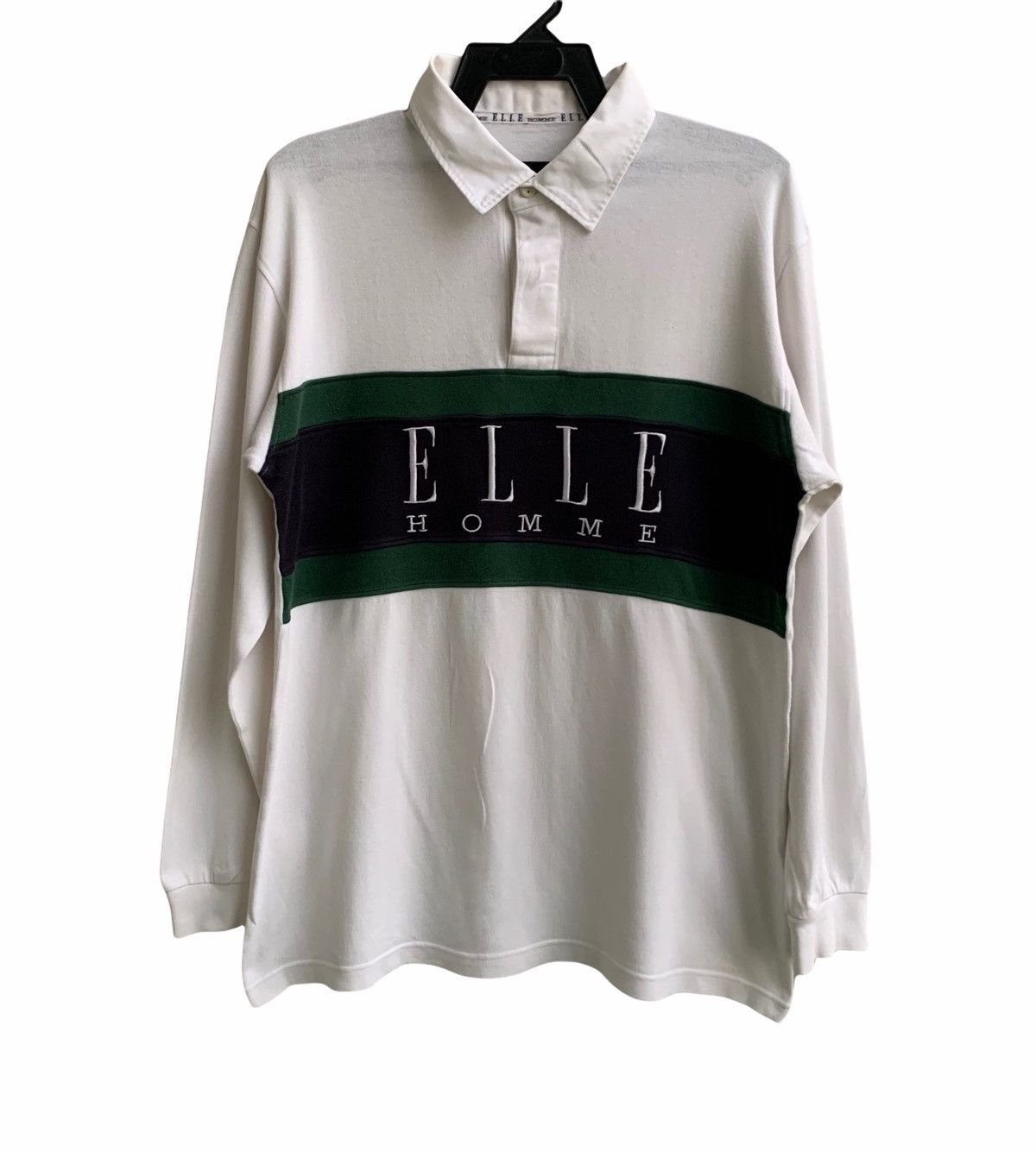 Designer Vintage OG ELLE HOMME Long Sleeve Polos Shirts Size US L / EU 52-54 / 3 - 1 Thumbnail