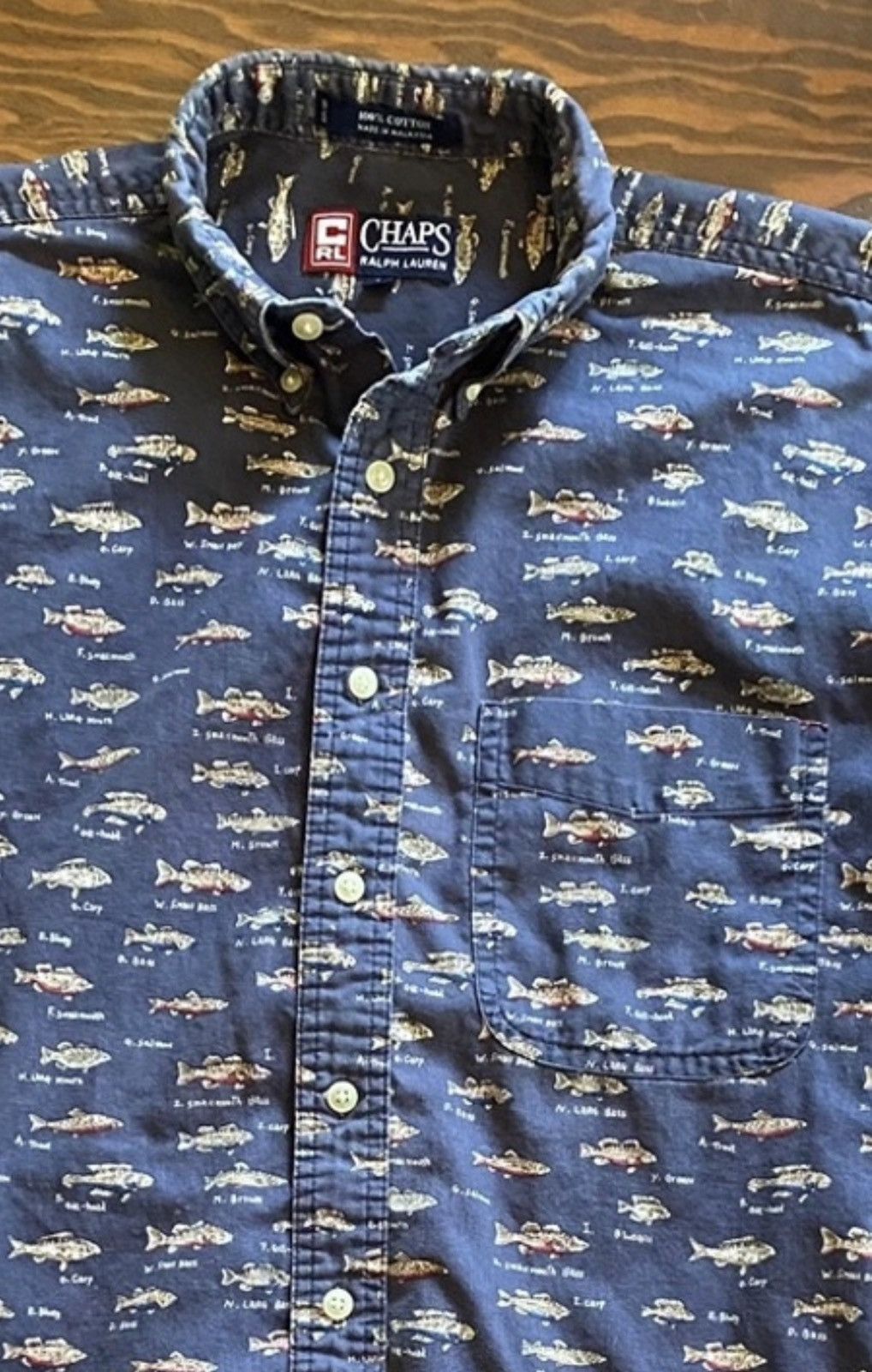 Chaps Ralph Lauren Vintage 90’s Chaps Ralph Lauren Fish All Over Button Up Size US M / EU 48-50 / 2 - 1 Thumbnail