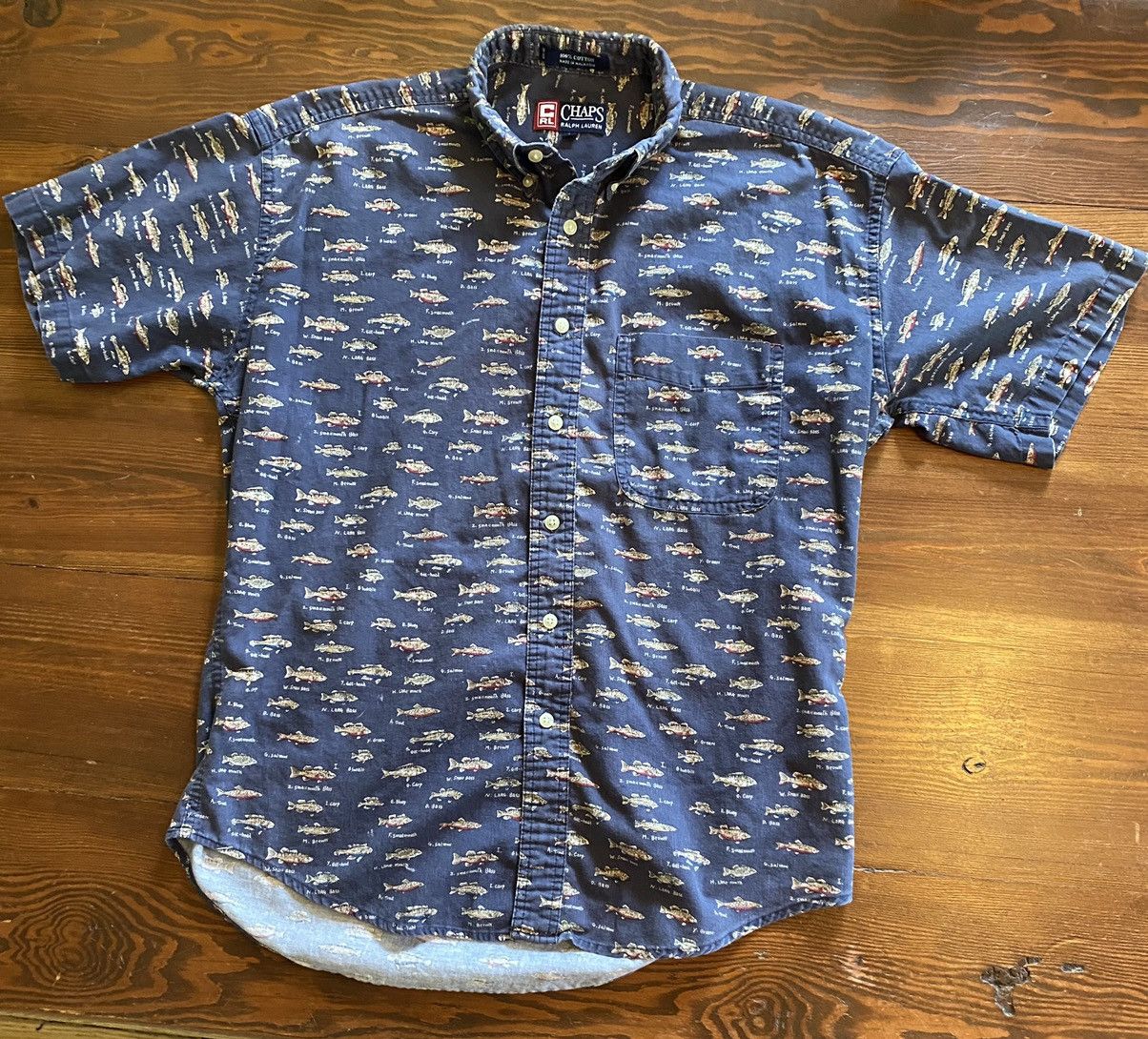 Chaps Ralph Lauren Vintage 90’s Chaps Ralph Lauren Fish All Over Button Up Size US M / EU 48-50 / 2 - 2 Thumbnail