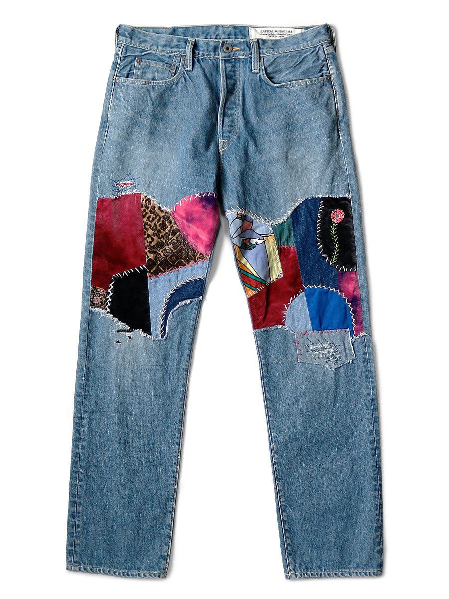 image of Kapital Monkey Cisco 14Oz Phycaldelic Remake Denim in Blue, Men's (Size 36)