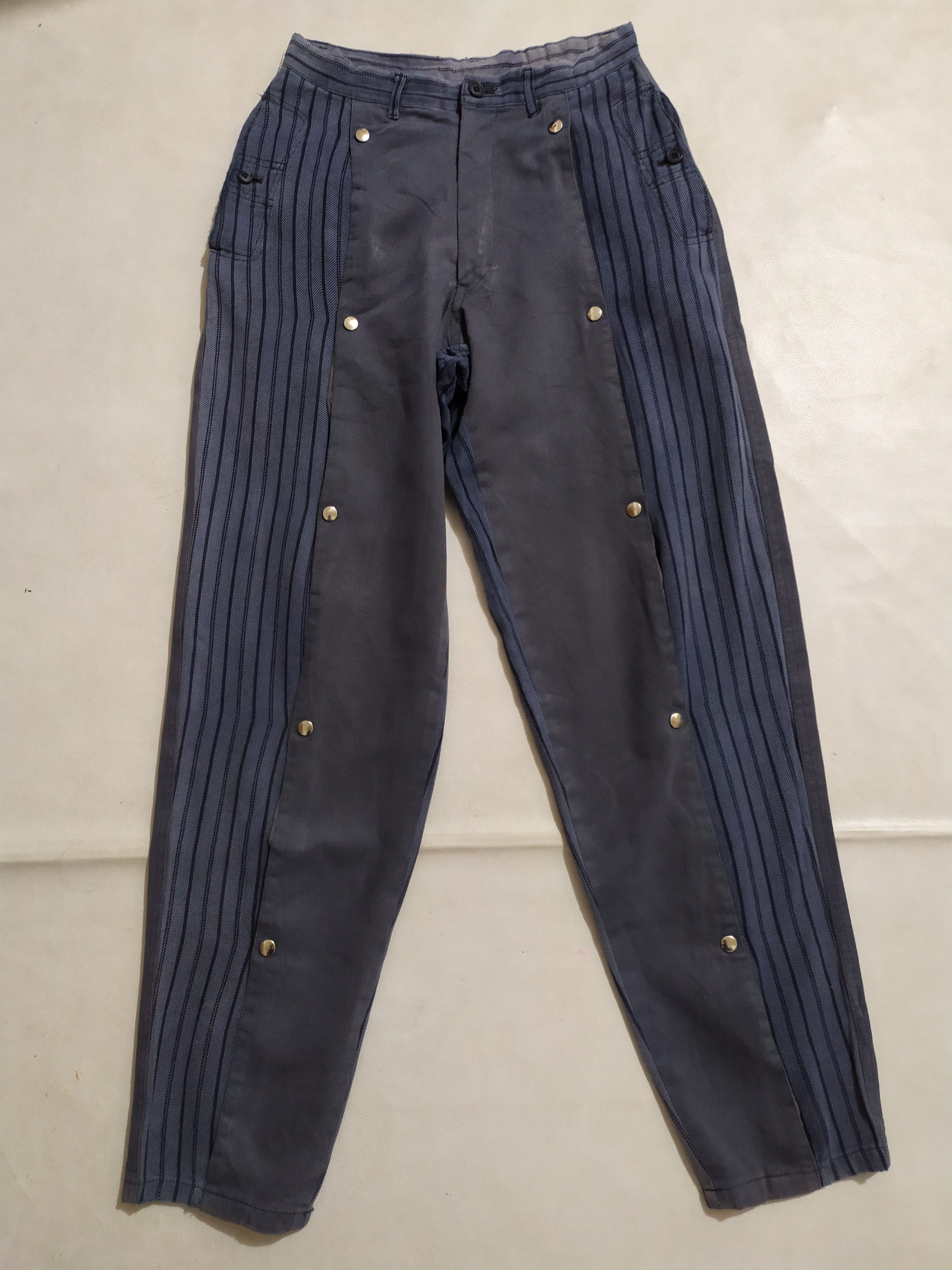 Japanese Brand 🔥Buso Uomo Nice Design Mid Button Stripe Pants Size US 27 - 1 Thumbnail