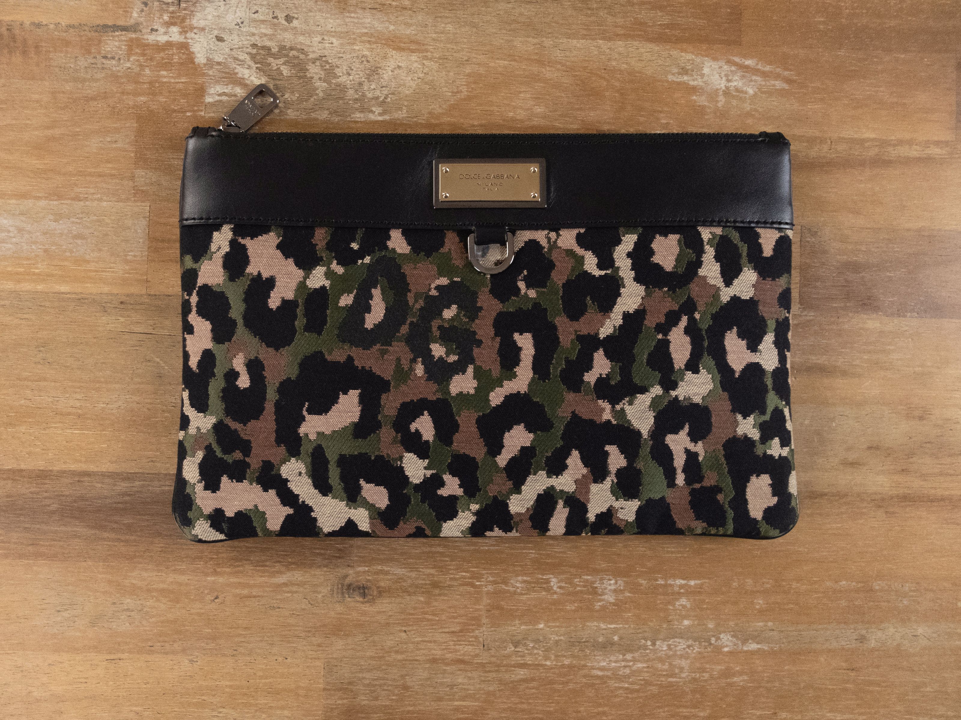 Dolce & Gabbana DOLCE & GABBANA black & green camo leopard clutch bag Size ONE SIZE - 3 Thumbnail