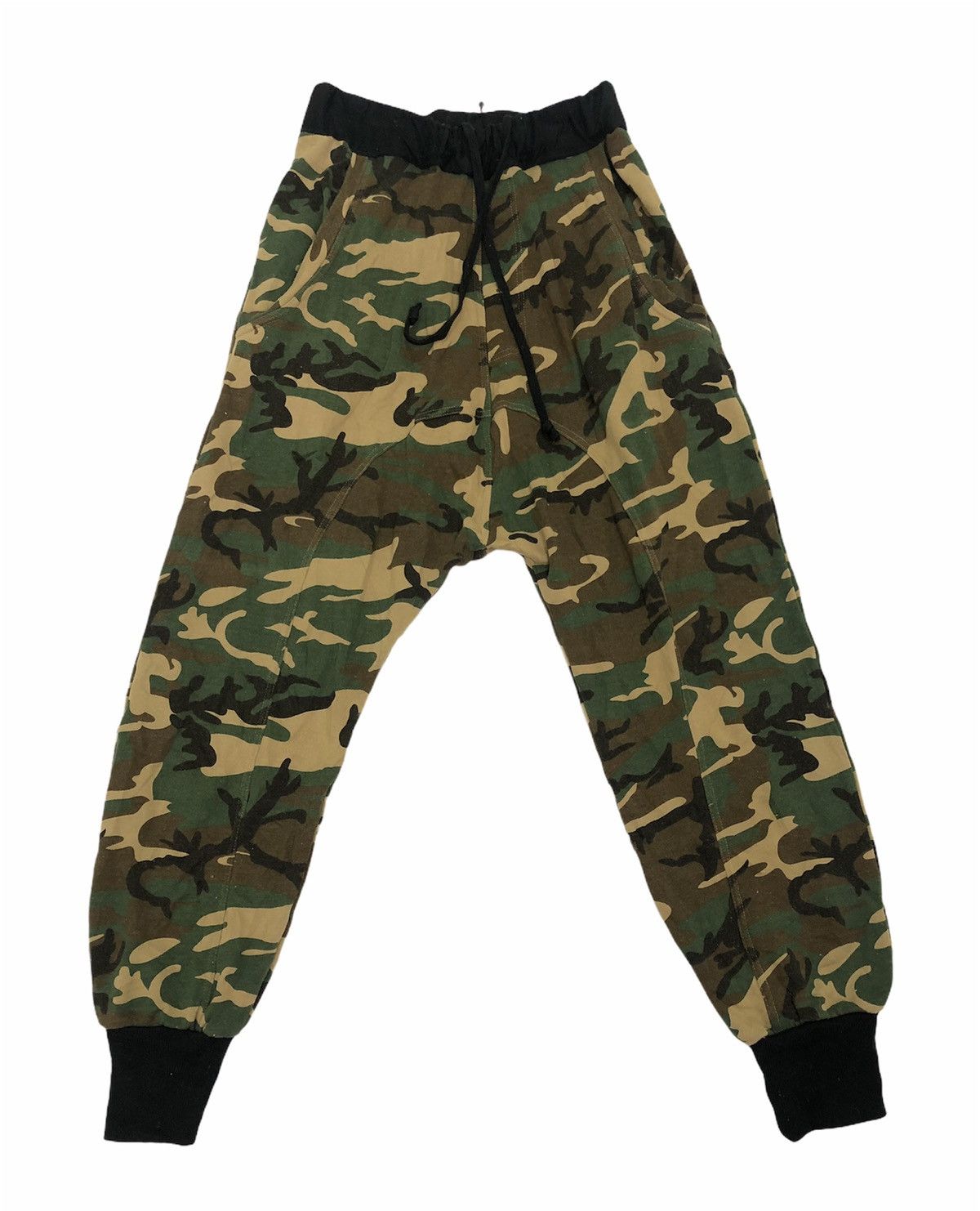 image of Camo Soldier Fullprint Drawstring Drop Crotch Jogger Pants in Green Camo, Men's (Size 30)