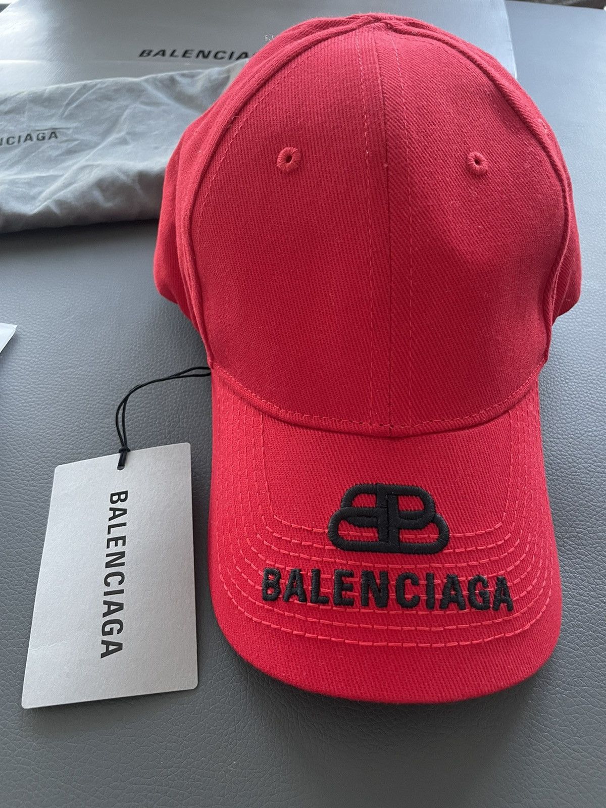 image of Balenciaga Iconic Limited Edition Runway Logo Hat in Red, Women's