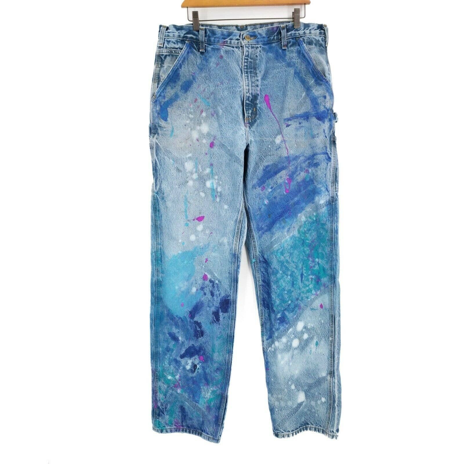 Vintage Carhartt Custom Painted Distressed Denim Jeans 38