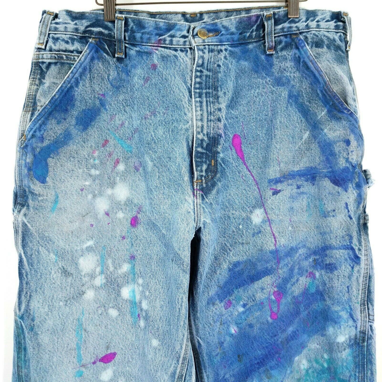 Carhartt × Vintage Vintage Carhartt Custom Painted Distressed Denim Jeans 38 Size US 38 / EU 54 - 2 Thumbnail