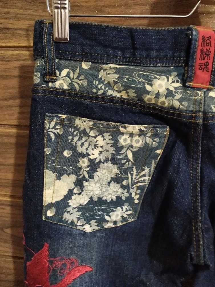 Designer × Japanese Brand 🔥ICONIC JAPAN!! KARAKURI TAMASHI Koi Fish Embroidery Denim Size US 29 - 11 Thumbnail