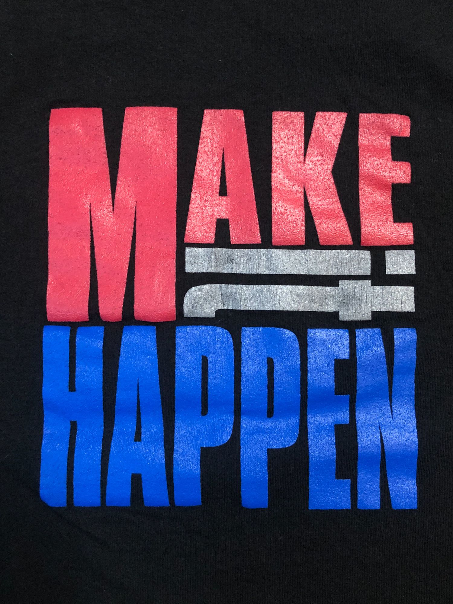 Fruit Of The Loom × Vintage 90s Single Stitch 'Make It Happen' Black T-Shirt Size US XL / EU 56 / 4 - 3 Thumbnail
