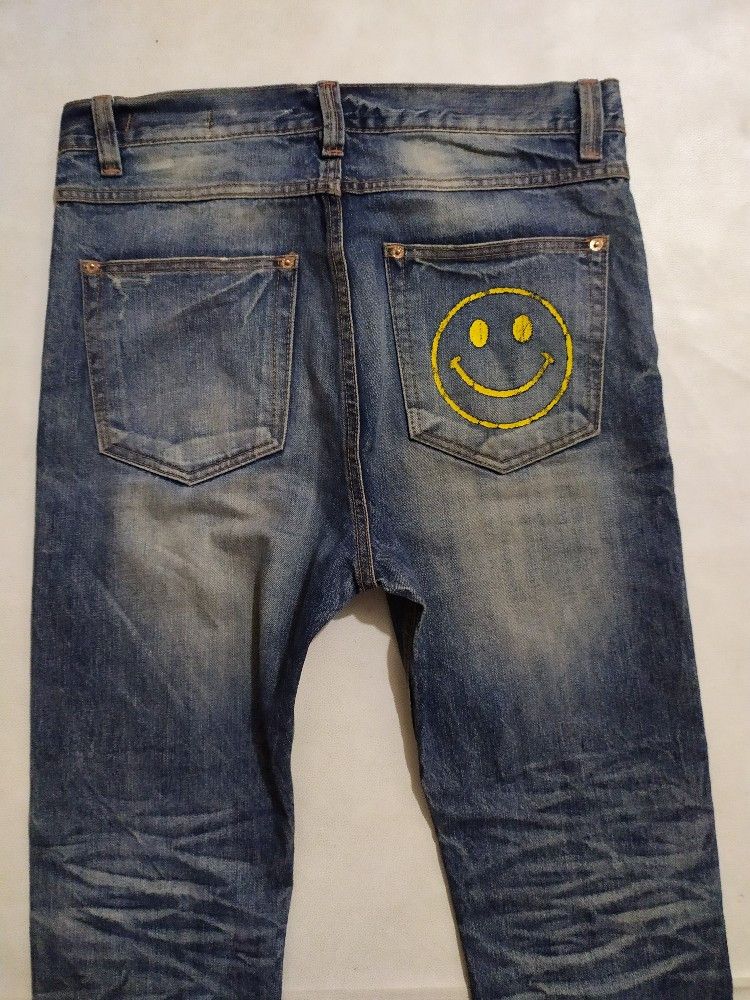 Japanese Brand 🔥Slack Smiley Design Denim Jeans Pants Size US 34 / EU 50 - 2 Thumbnail