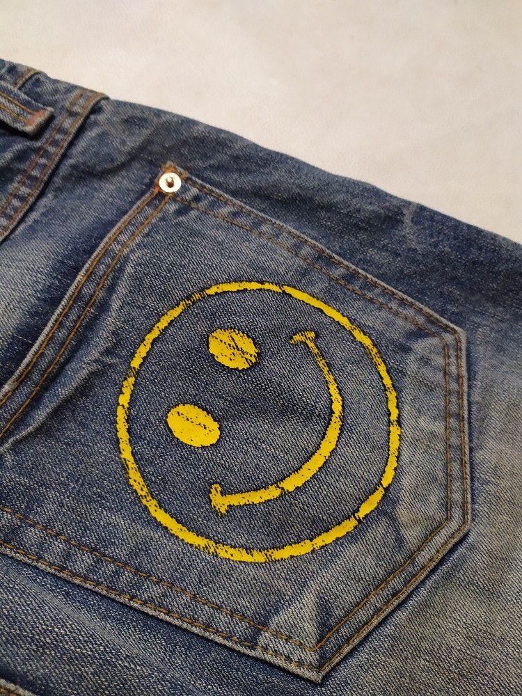 Japanese Brand 🔥Slack Smiley Design Denim Jeans Pants Size US 34 / EU 50 - 4 Thumbnail