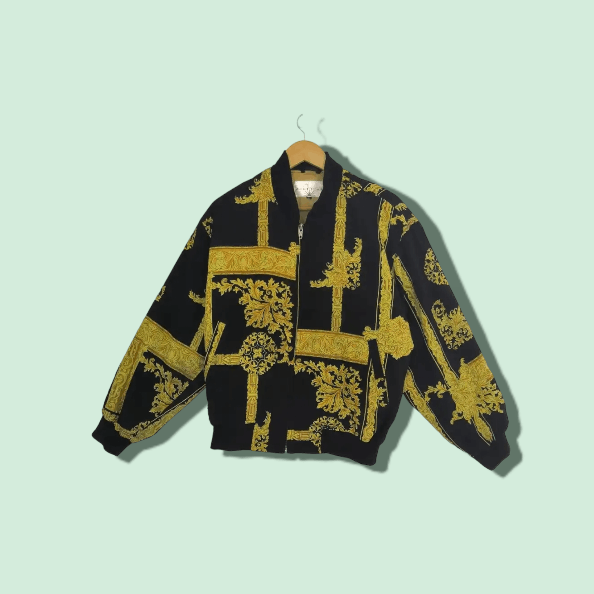 image of Milestone Monogram Yakuza Vintage Jacket in Black Yellow, Men's (Size Medium)