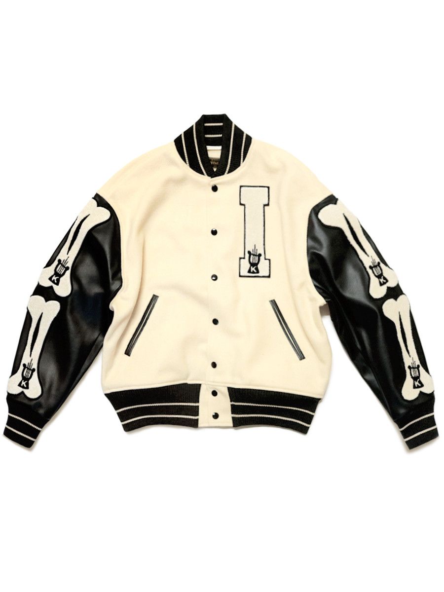 image of Kapital 40S Wool I-Five Varsity Jacket in White, Men's (Size XL)