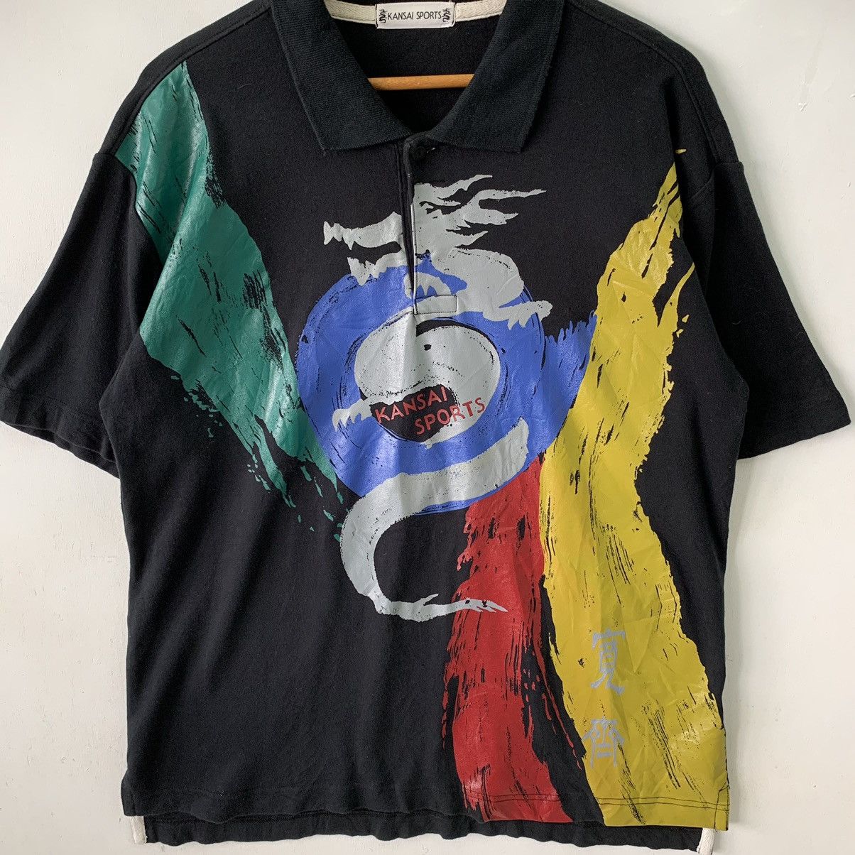 Kansai Yamamoto × Vintage Kansai Yamamoto Dragon Painter Splash Design Polo Shirt Size US L / EU 52-54 / 3 - 2 Thumbnail
