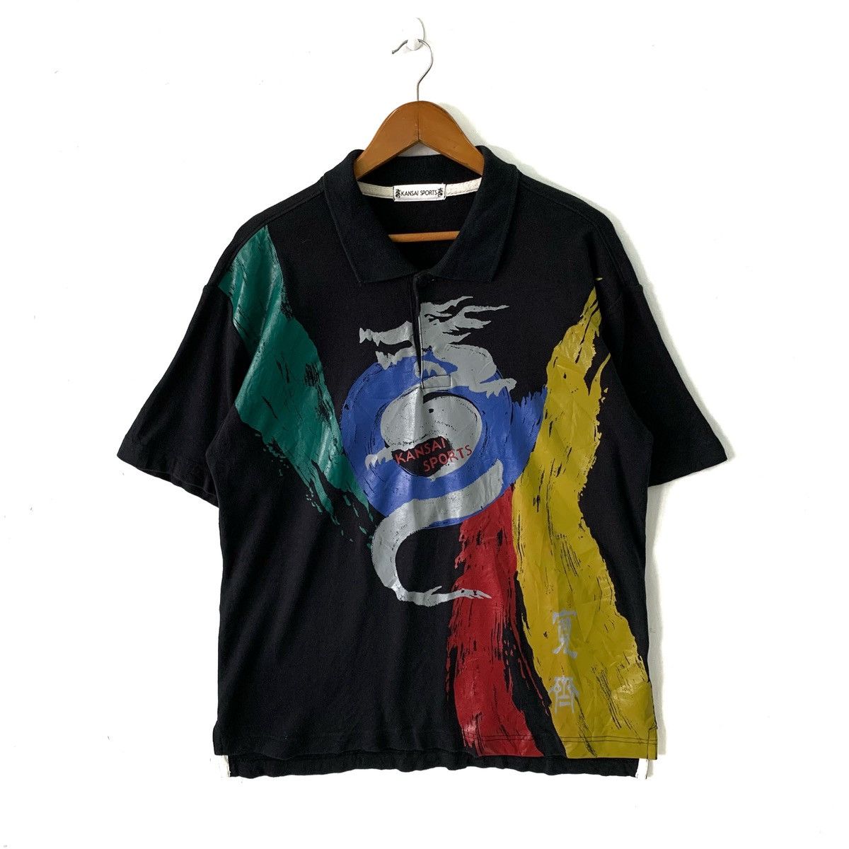 Kansai Yamamoto × Vintage Kansai Yamamoto Dragon Painter Splash Design Polo Shirt Size US L / EU 52-54 / 3 - 1 Thumbnail
