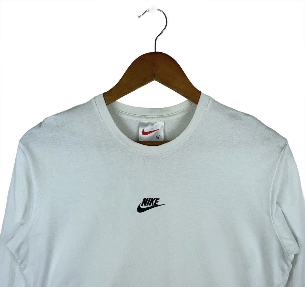 Nike × Vintage Vintage 90s Nike Center Logo Long Sleeve Shirt Size US S / EU 44-46 / 1 - 2 Thumbnail