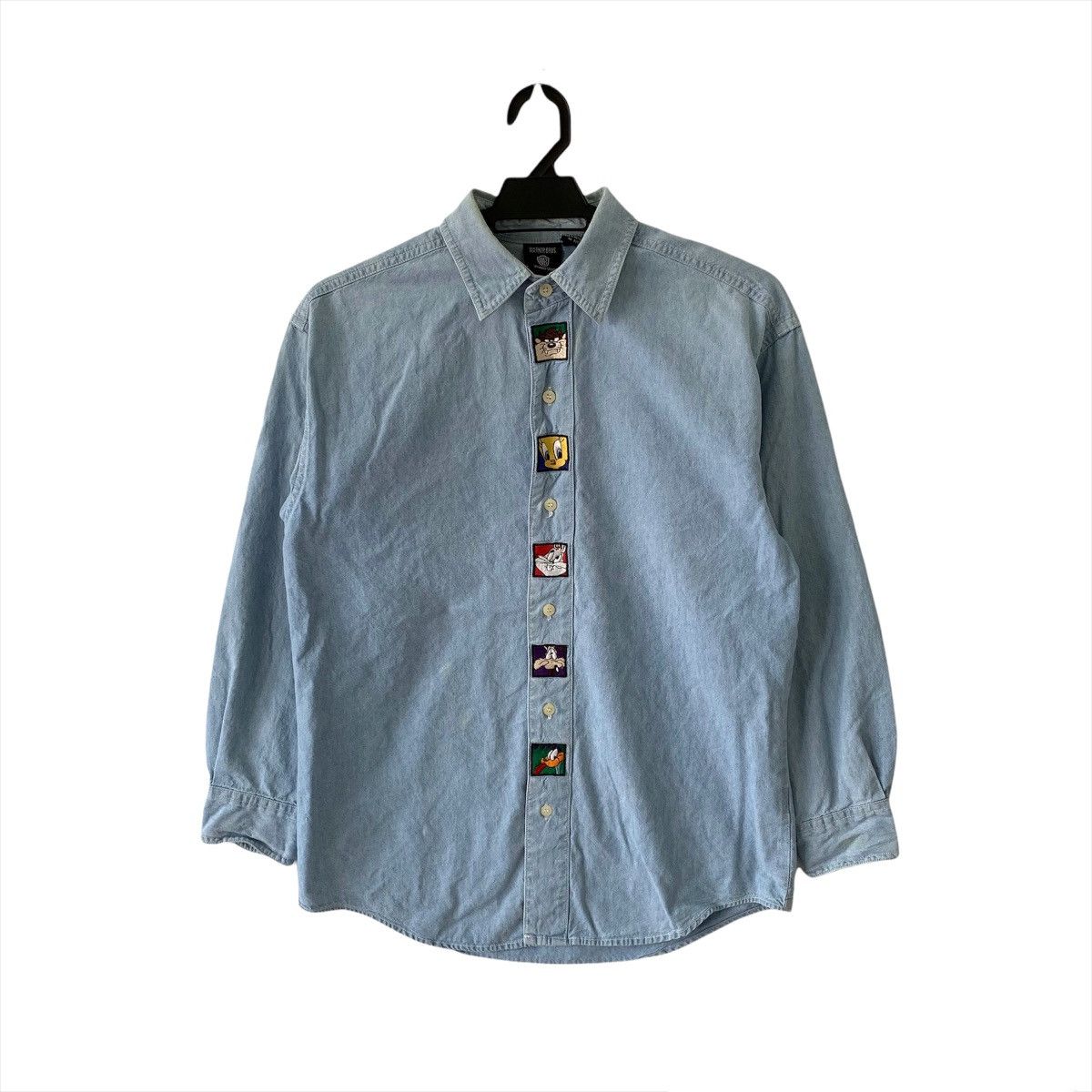 Vintage 1996 Warner Bros Cartoon Chambray Button Up Shirt