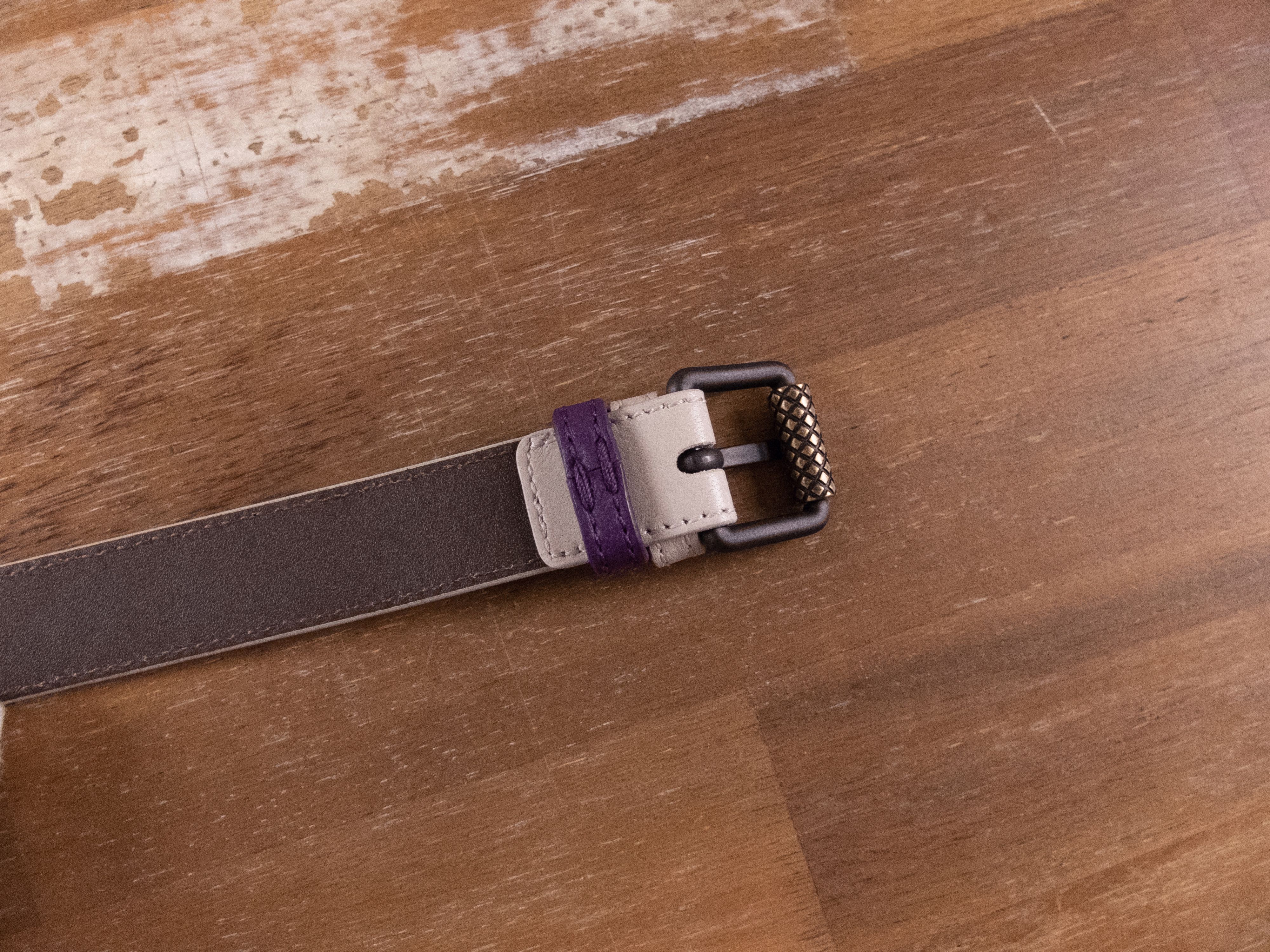 Bottega Veneta BOTTEGA VENETA purple intrecciato weave & snake skin belt Size ONE SIZE - 6 Thumbnail