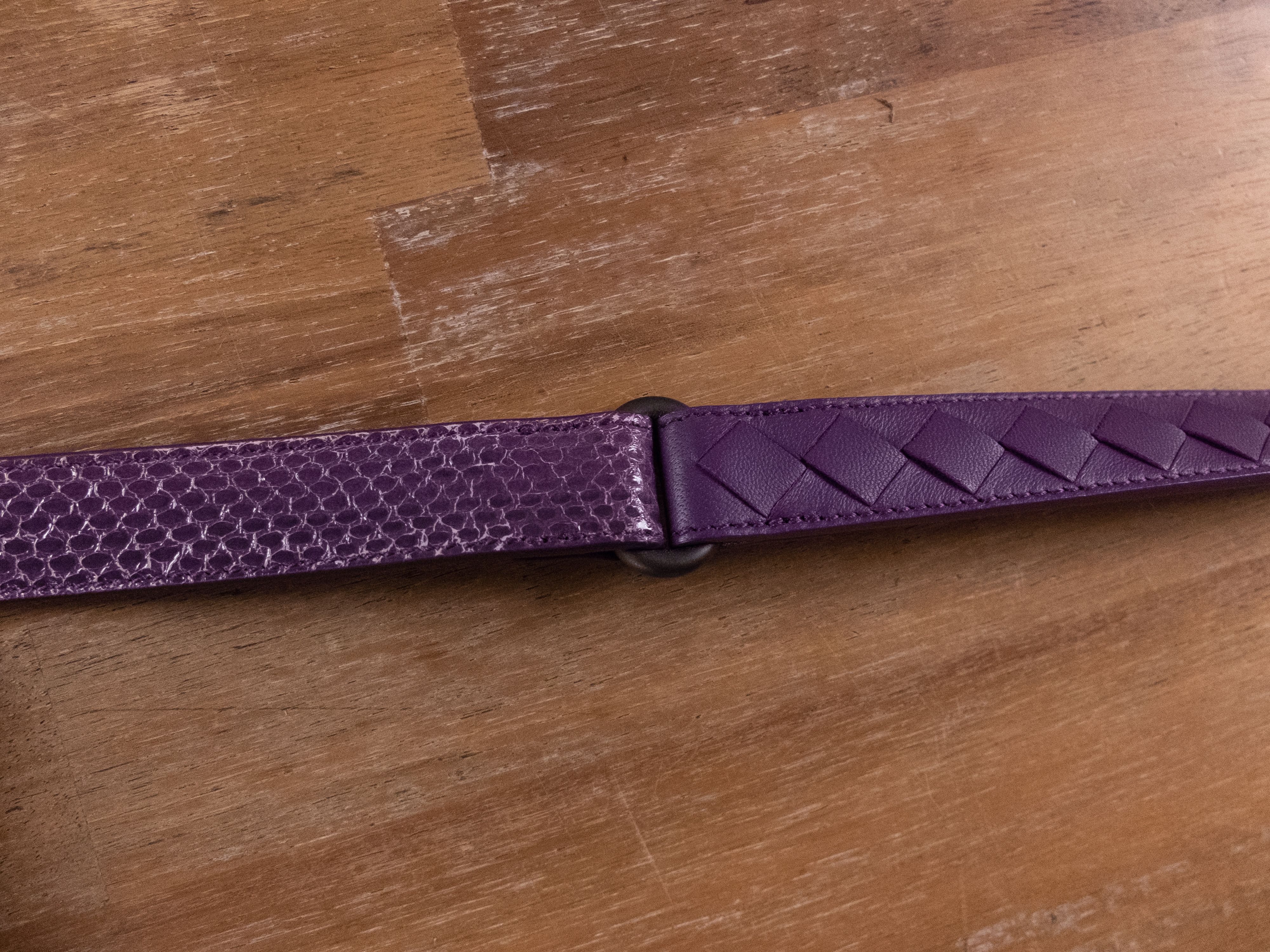 Bottega Veneta BOTTEGA VENETA purple intrecciato weave & snake skin belt Size ONE SIZE - 5 Thumbnail