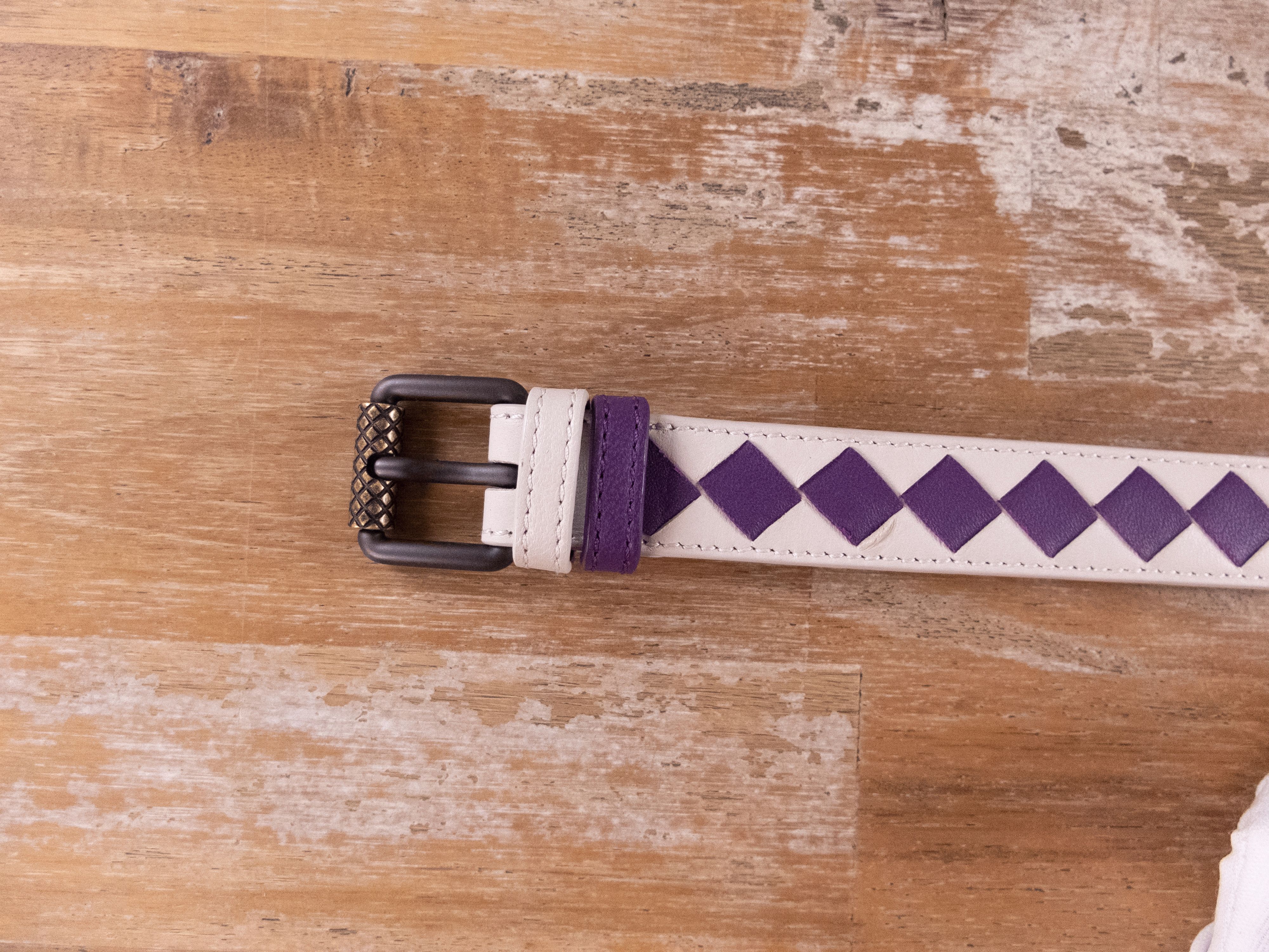 Bottega Veneta BOTTEGA VENETA purple intrecciato weave & snake skin belt Size ONE SIZE - 2 Thumbnail