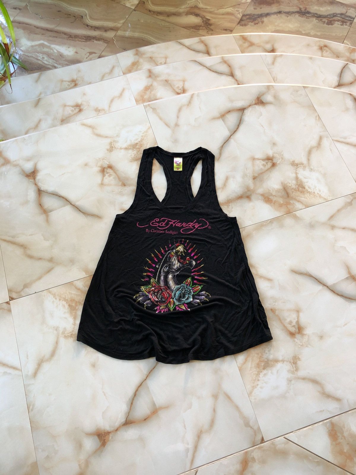 Christian Audigier × Ed Hardy × Vintage Vintage Ed Hardy Womens Singlet Size ONE SIZE - 1 Thumbnail