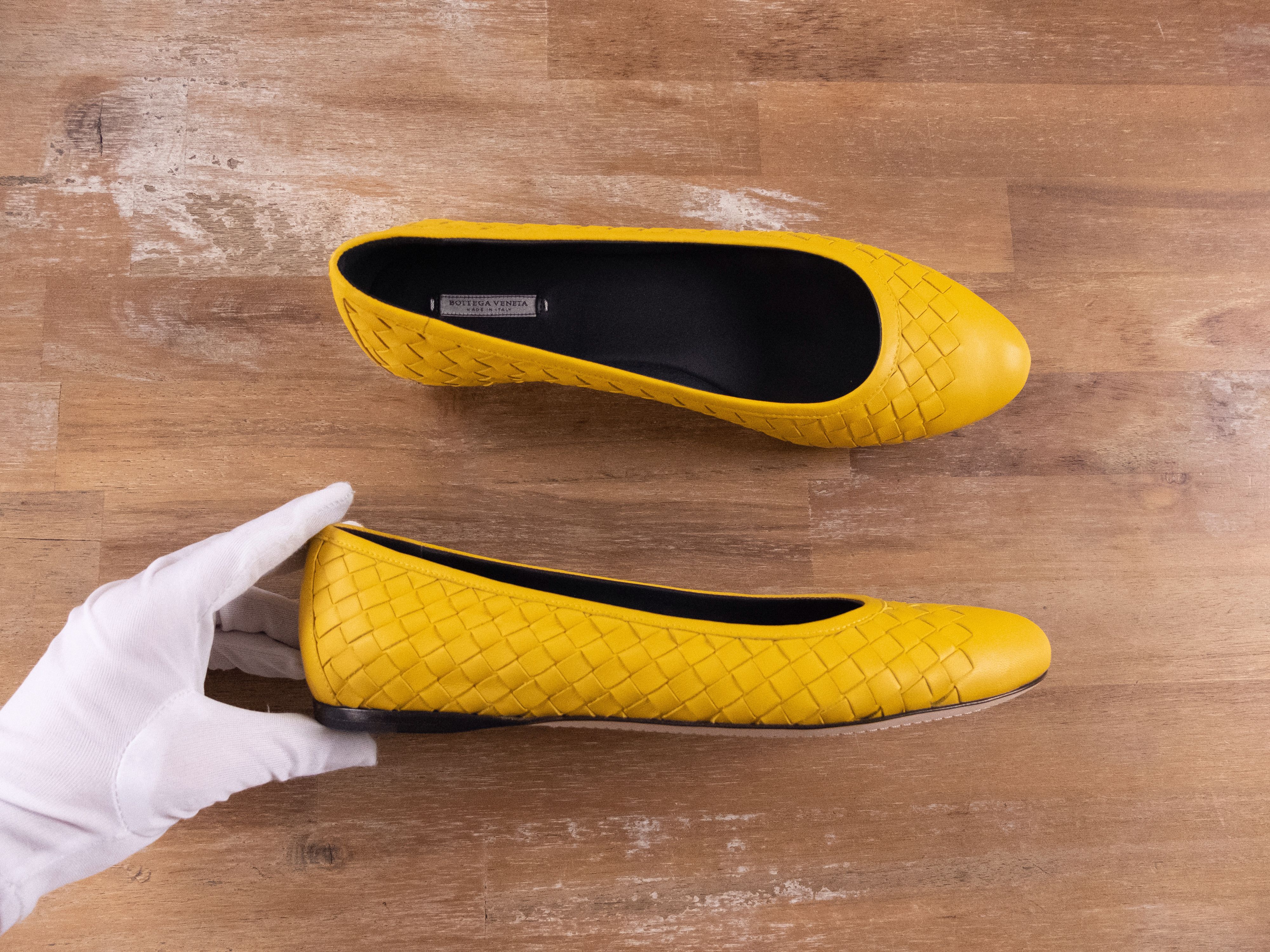 Bottega Veneta BOTTEGA VENETA sunset yellow leather ballet flats shoes 40 Size US 10 / IT 40 - 1 Thumbnail