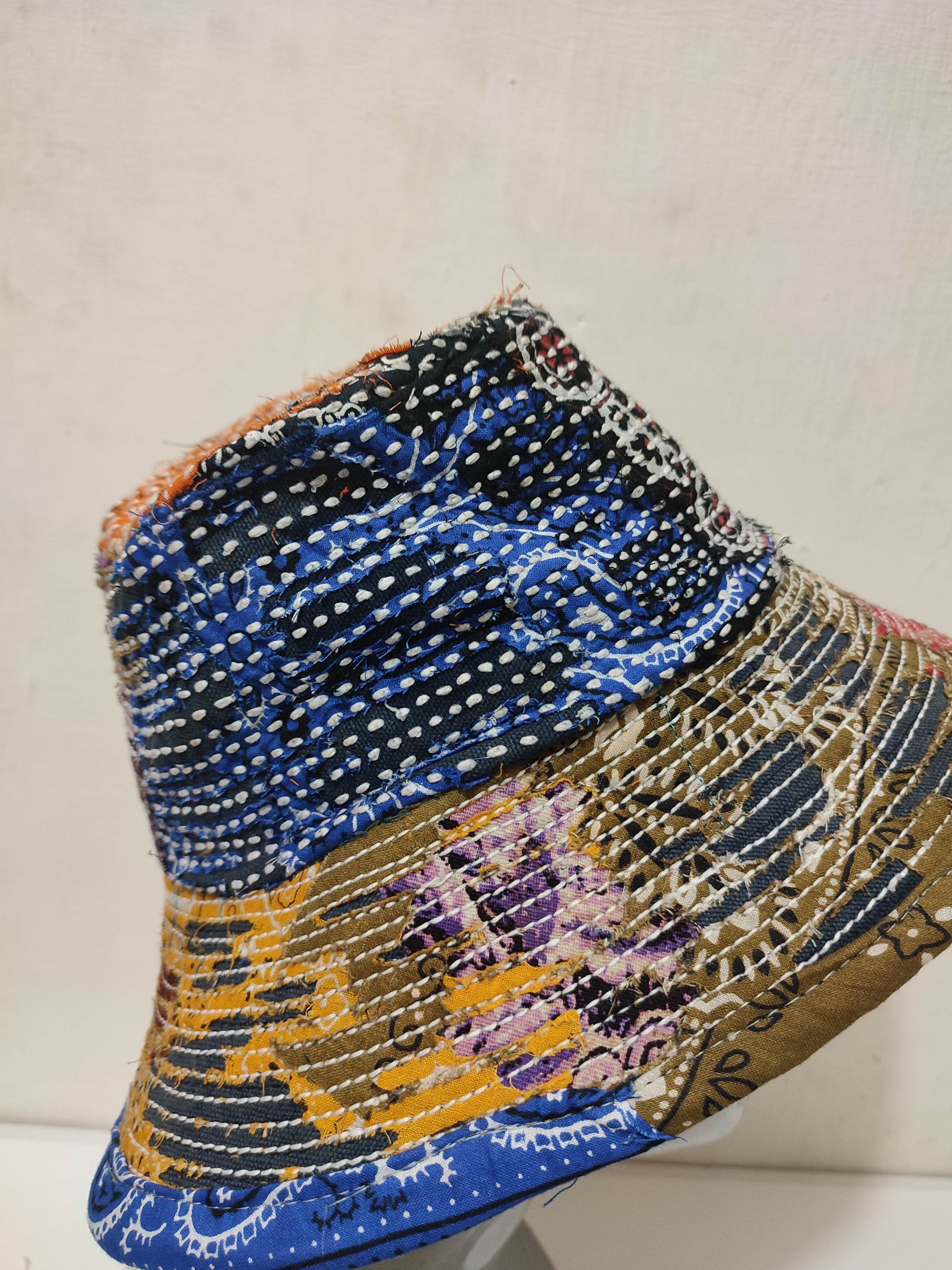 Art Comes First 🔥Beautifull Distressed Patchwork Paisley Bucket Hats Boro Size ONE SIZE - 2 Thumbnail
