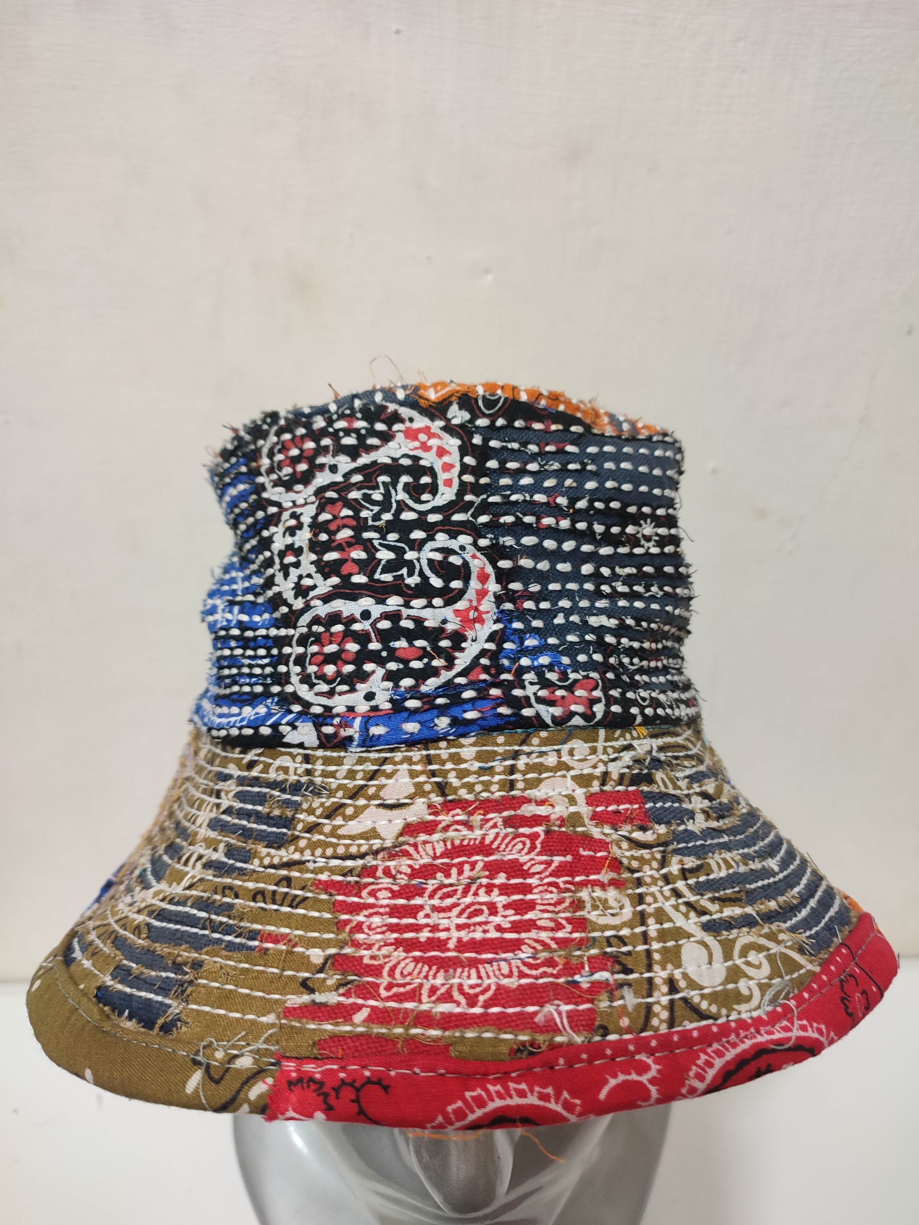Art Comes First 🔥Beautifull Distressed Patchwork Paisley Bucket Hats Boro Size ONE SIZE - 4 Thumbnail