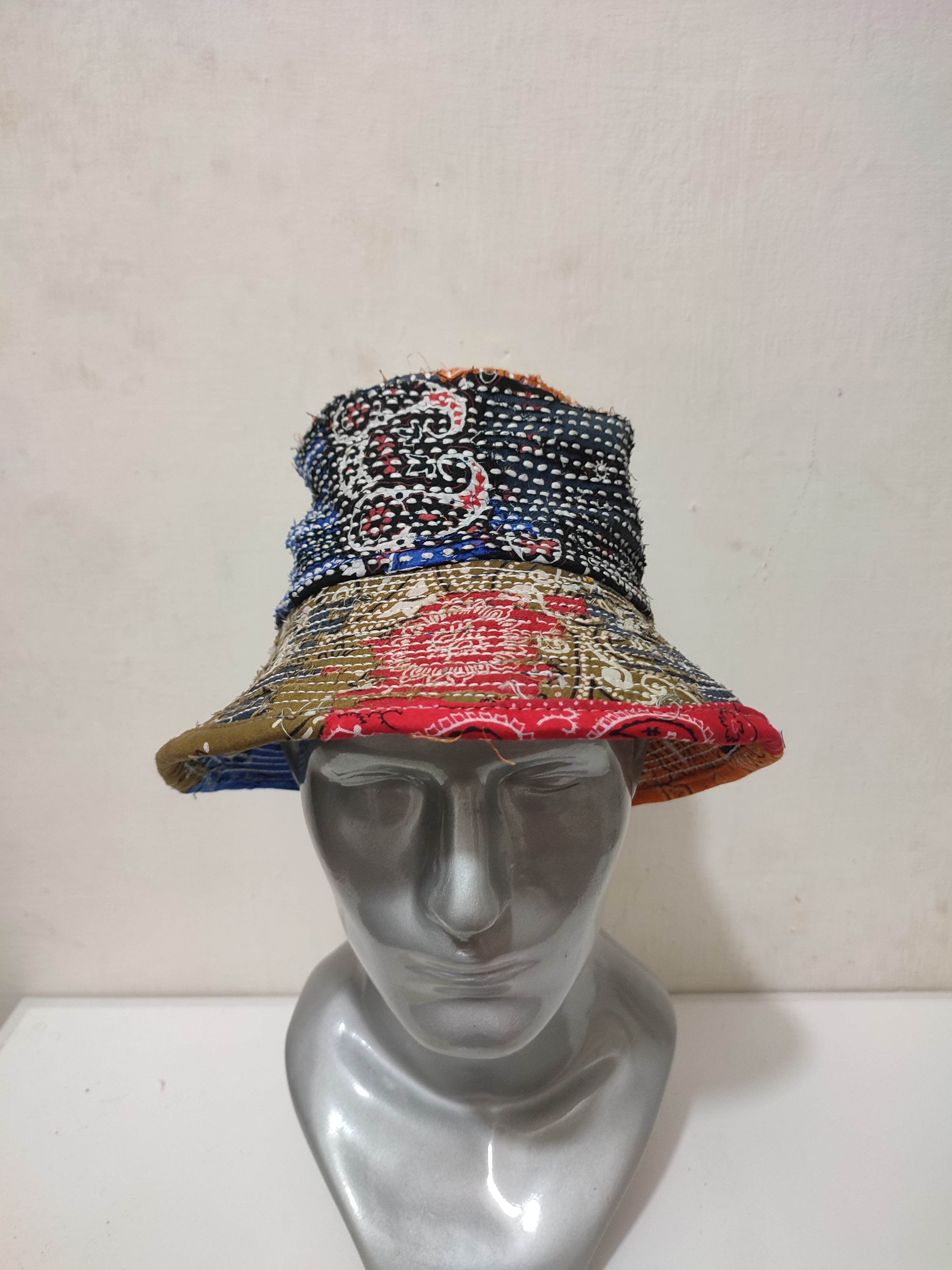 Art Comes First 🔥Beautifull Distressed Patchwork Paisley Bucket Hats Boro Size ONE SIZE - 3 Thumbnail