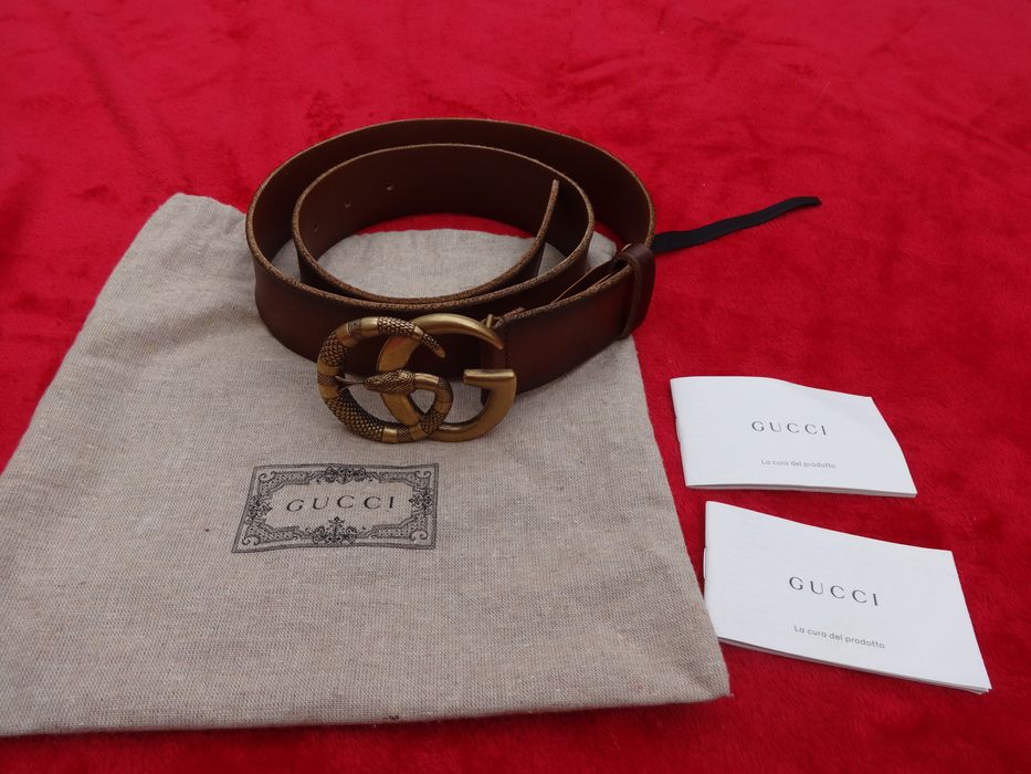 Gucci Gucci Belt Marmont Brown Leather Snake Golden Buckle Grailed