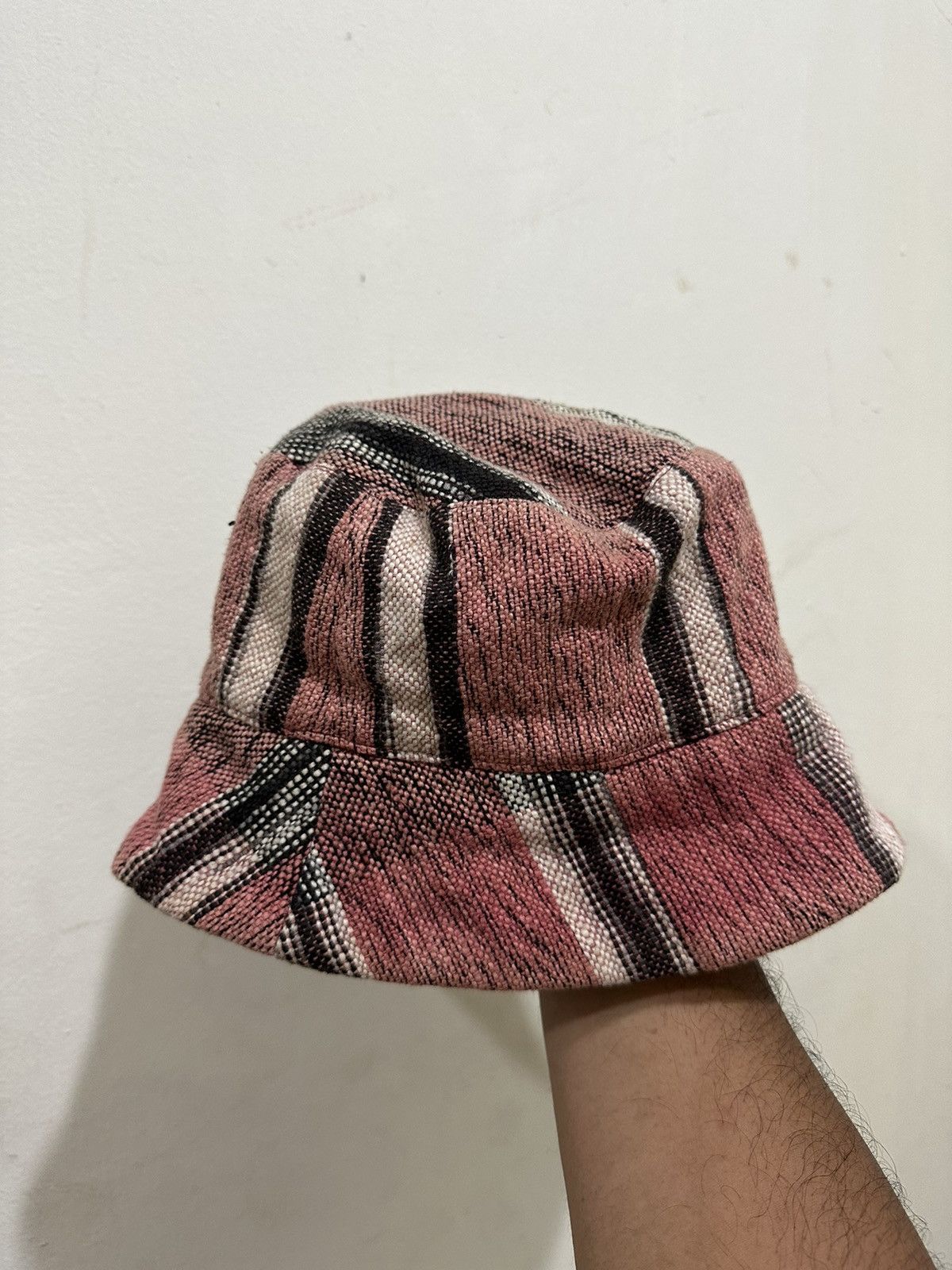 image of Hats x Vintage VTG Unique Patchwork Style Bucket Hat in Light Red, Men's
