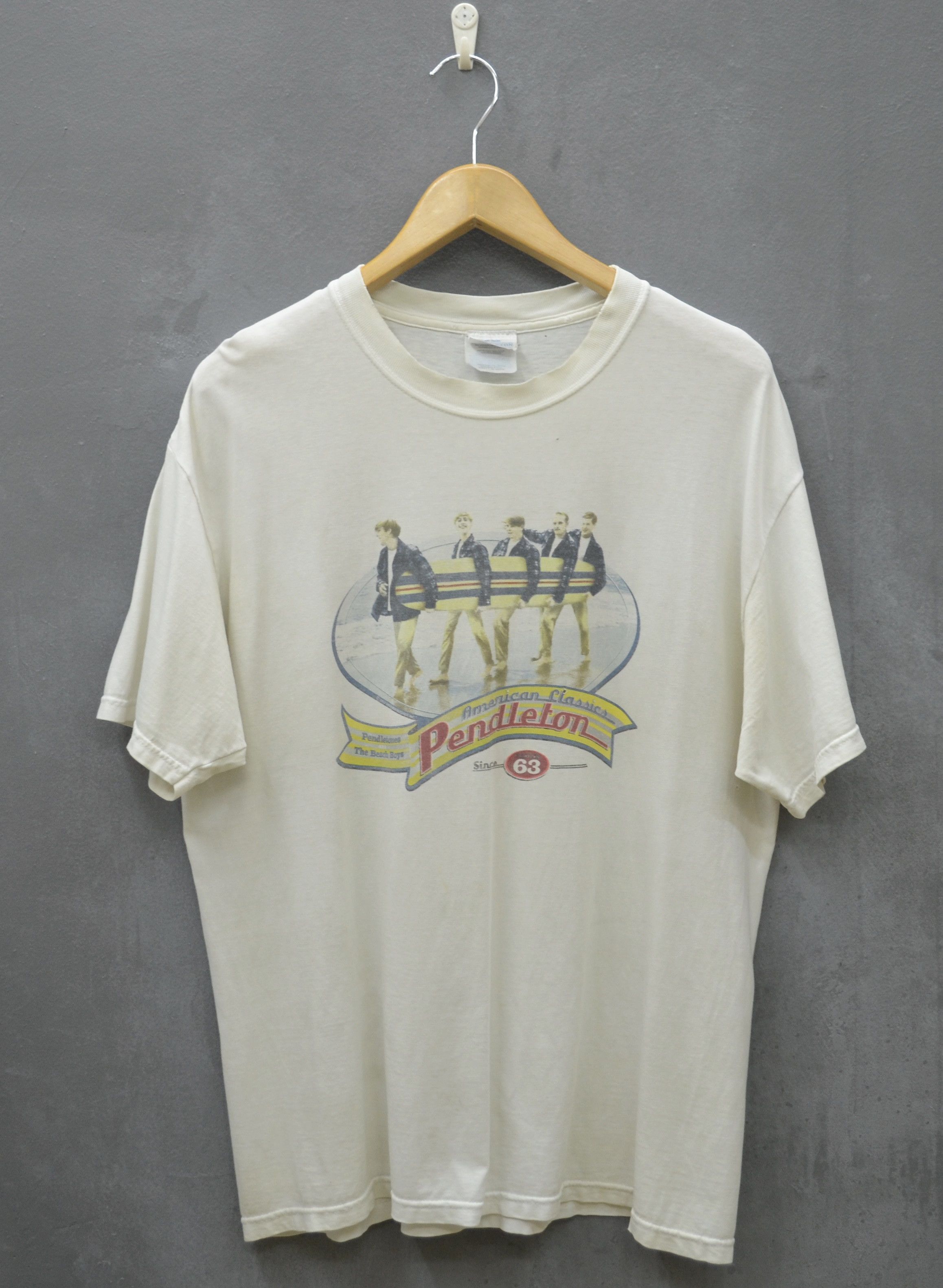 Pendleton 2002 Beach Boys X Pendleton Distressed White T-Shirt | Grailed