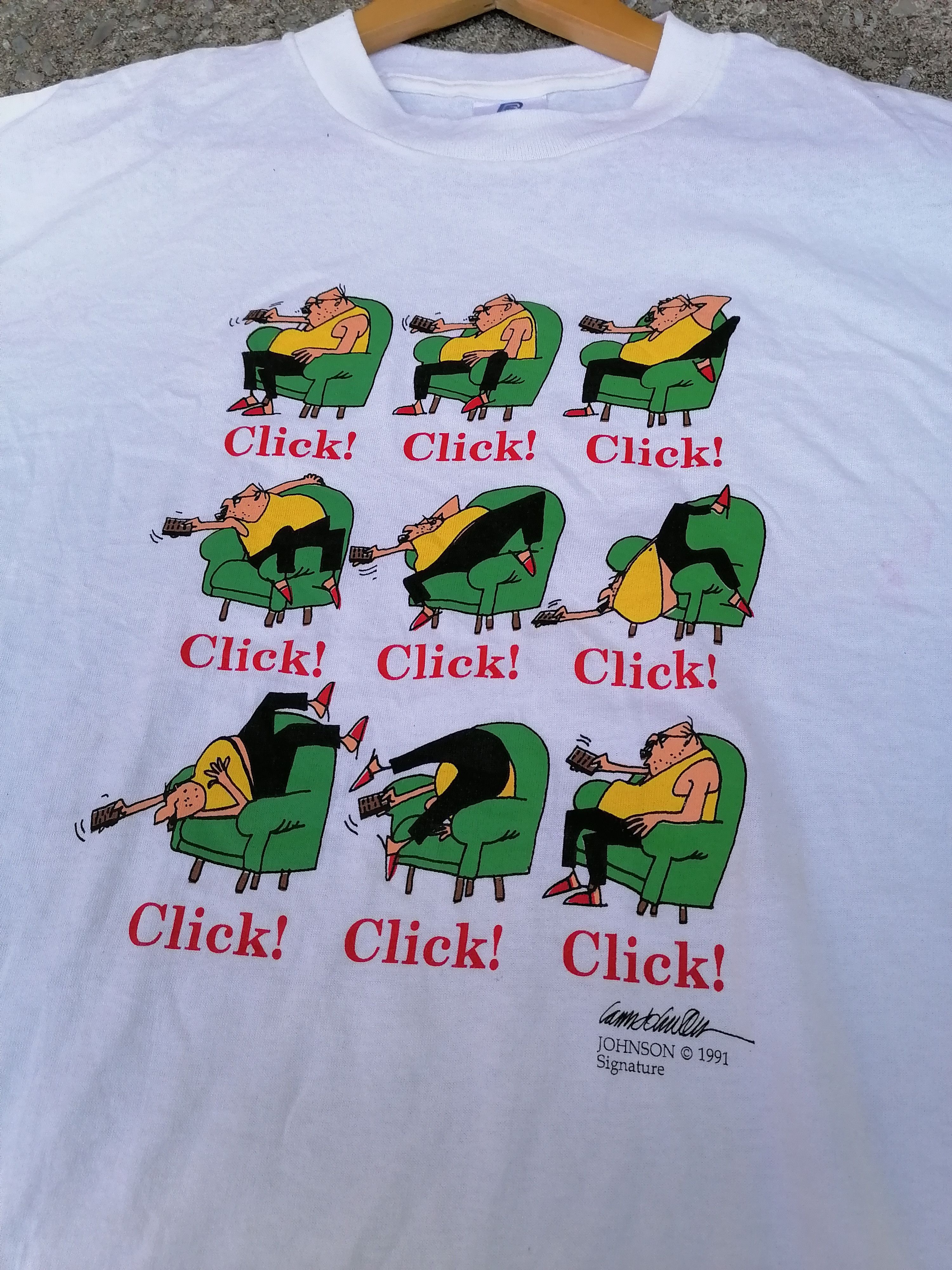 Designer × Vintage Vintage 90s JOHNSON Signature Click Cartoon Tee Size US L / EU 52-54 / 3 - 2 Thumbnail