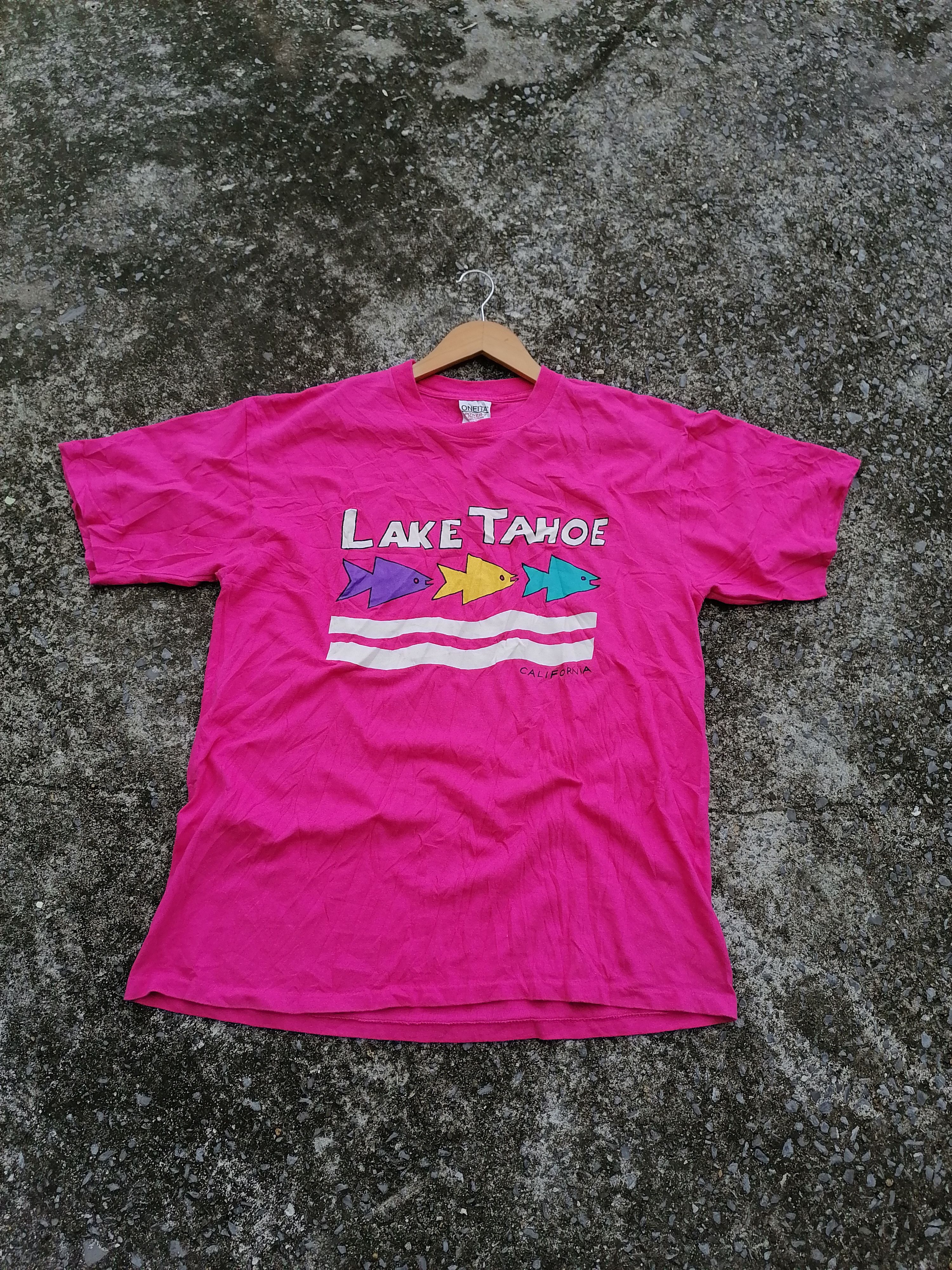 Vintage Vintage Oneita Lake Tahoe California Tee Size US L / EU 52-54 / 3 - 1 Thumbnail