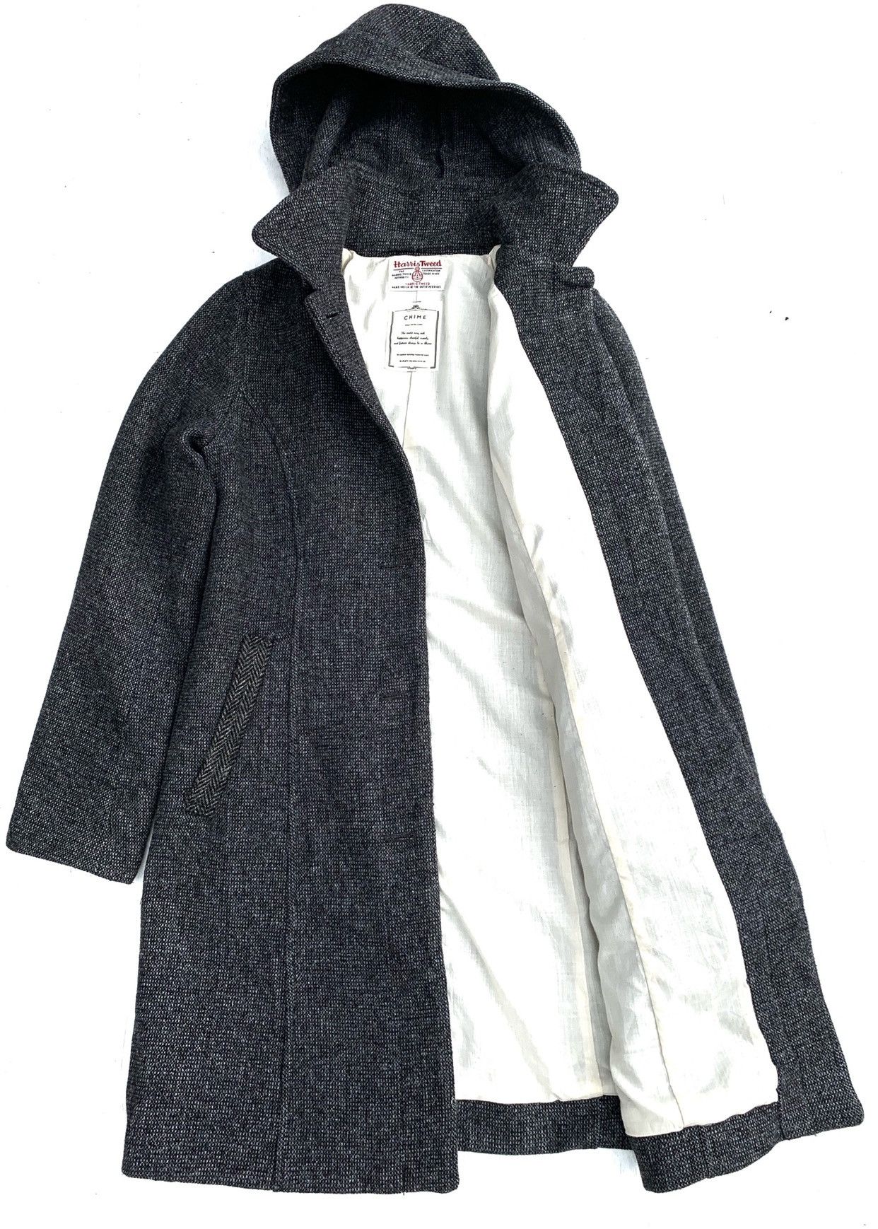 Harris Tweed × Japanese Brand 🔥 Harris Tweed X Chime Wool Hoodie Trench Coat Jacket Size US S / EU 44-46 / 1 - 1 Thumbnail