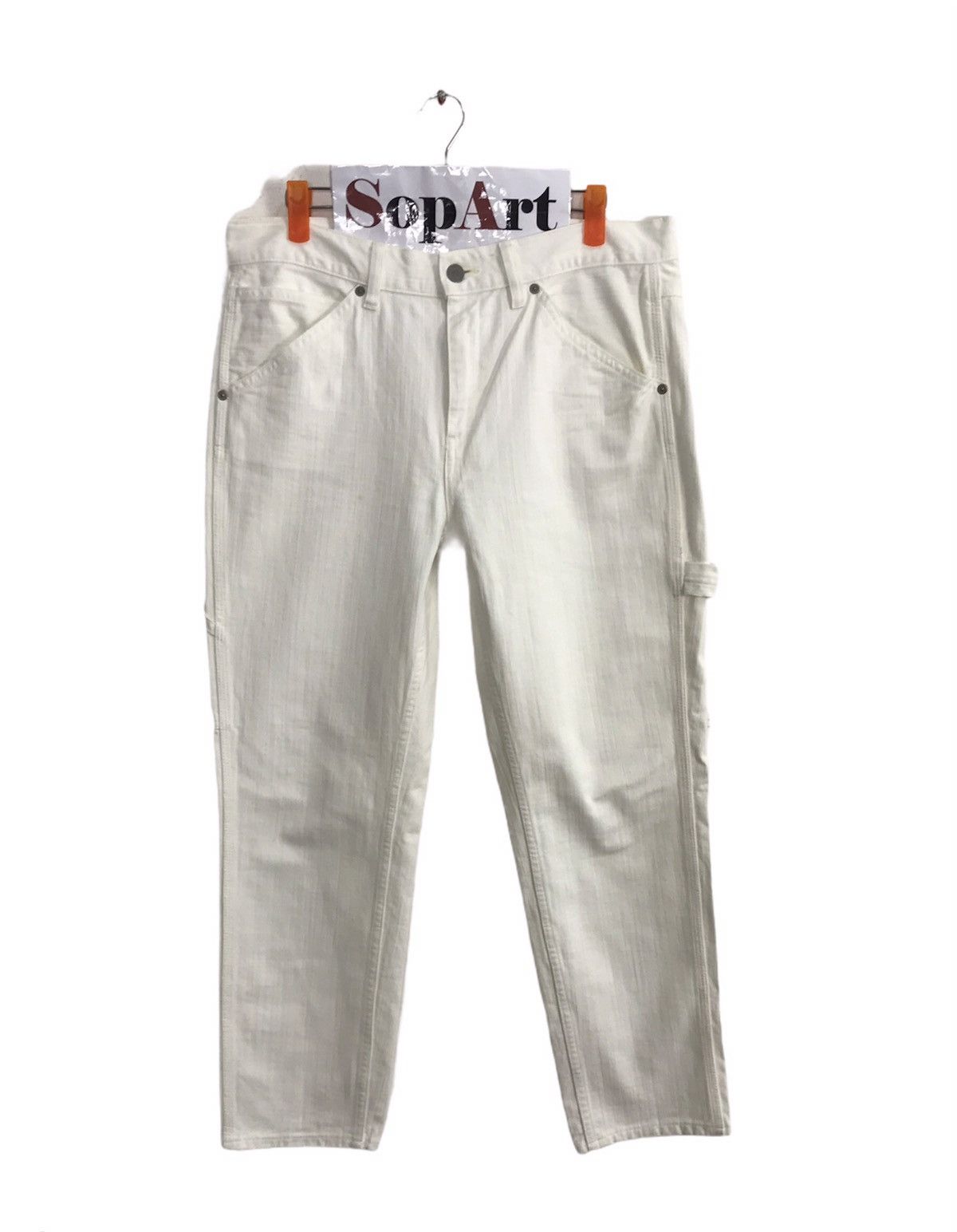 image of Uniqlo Carpenter Denim Tactical Cargo Pants in White, Men's (Size 33)