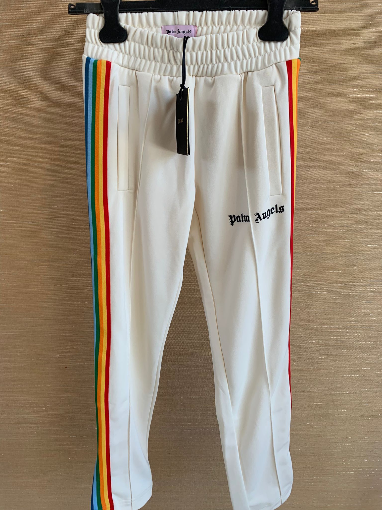 Palm Angels Rainbow Track Pants in Off White Size US 26 / EU 42 - 2 Thumbnail