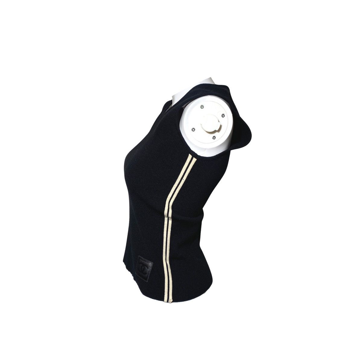 Chanel × Vintage Chanel Sport 2004 Fall Black Wool Knit Tanktop Size XS / US 0-2 / IT 36-38 - 2 Thumbnail