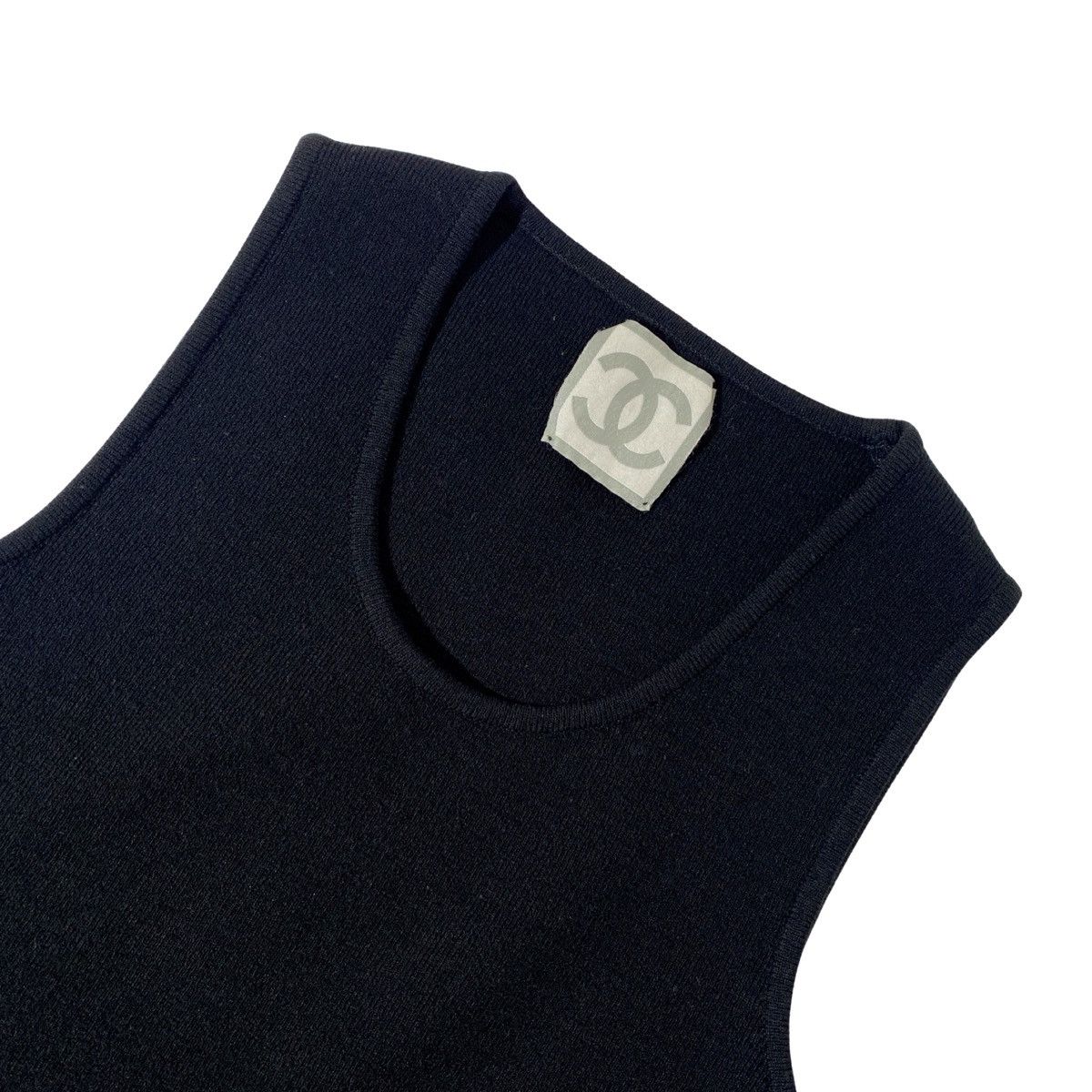 Chanel × Vintage Chanel Sport 2004 Fall Black Wool Knit Tanktop Size XS / US 0-2 / IT 36-38 - 7 Thumbnail