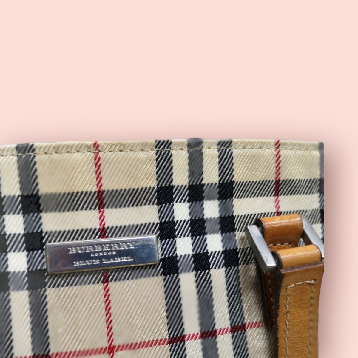 Burberry × Vintage BURBERRY BLUE LABEL NOVA CHECK CANVAS LEATHER TOTE Size ONE SIZE - 2 Thumbnail