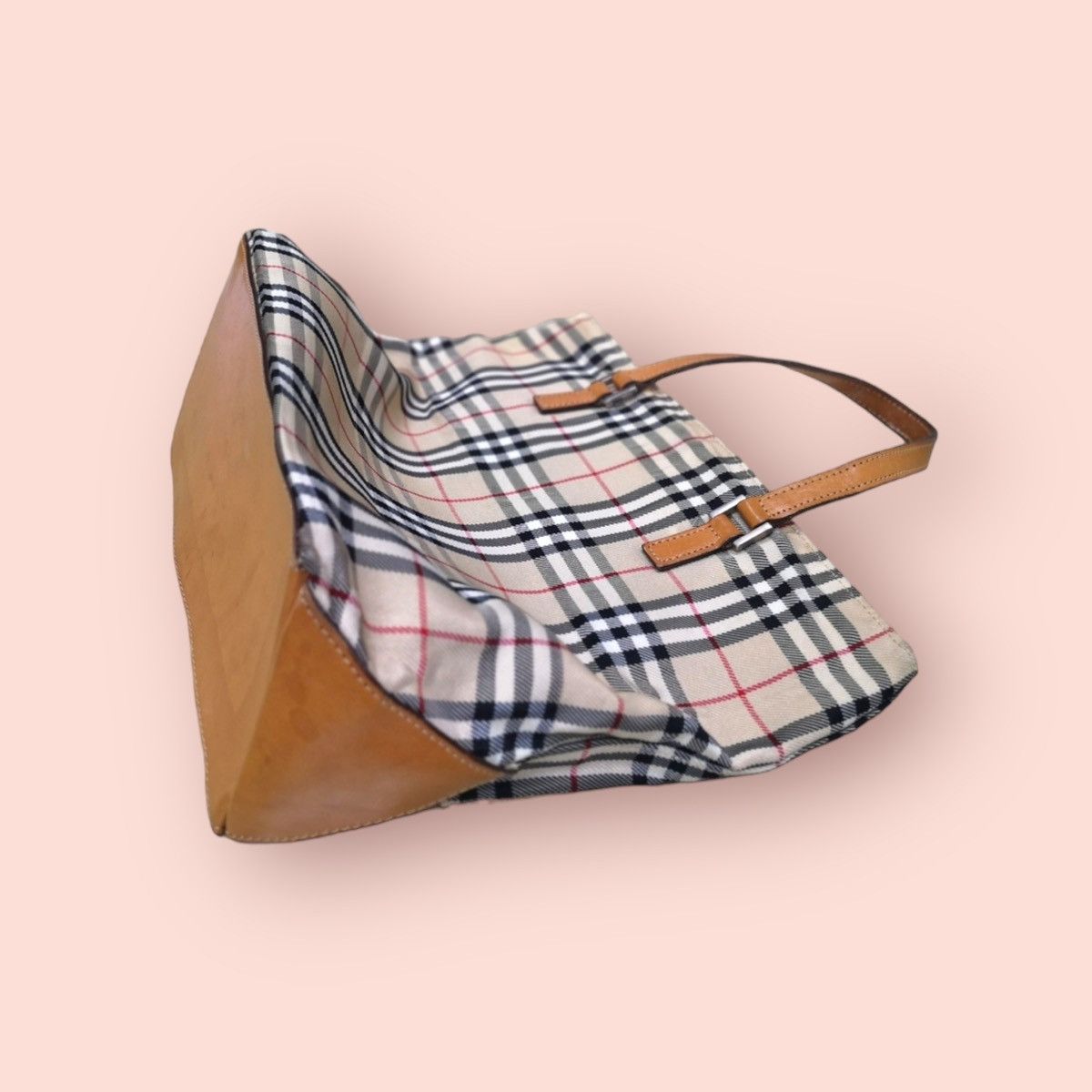 Burberry × Vintage BURBERRY BLUE LABEL NOVA CHECK CANVAS LEATHER TOTE Size ONE SIZE - 9 Thumbnail