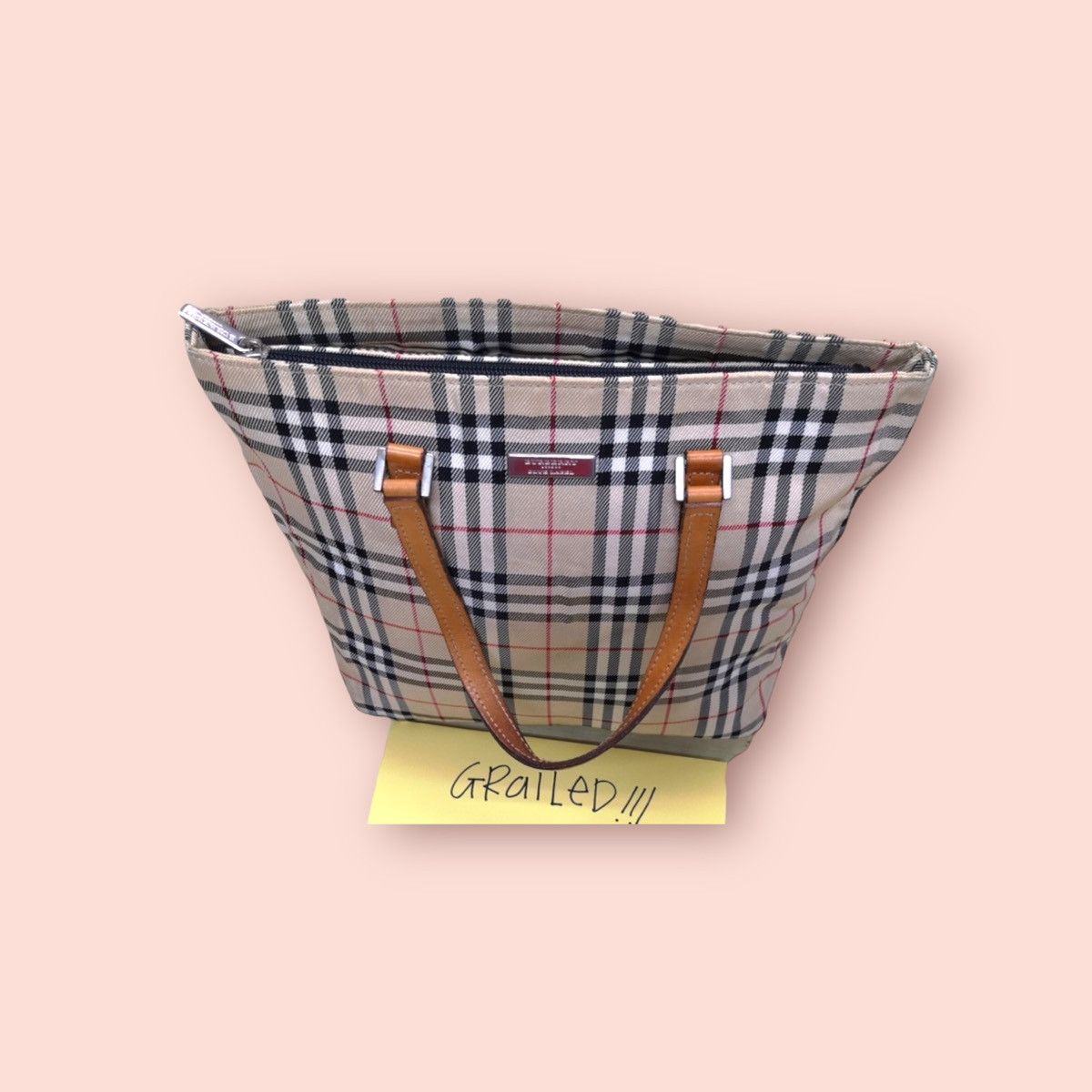 Burberry × Vintage BURBERRY BLUE LABEL NOVA CHECK CANVAS LEATHER TOTE Size ONE SIZE - 7 Thumbnail