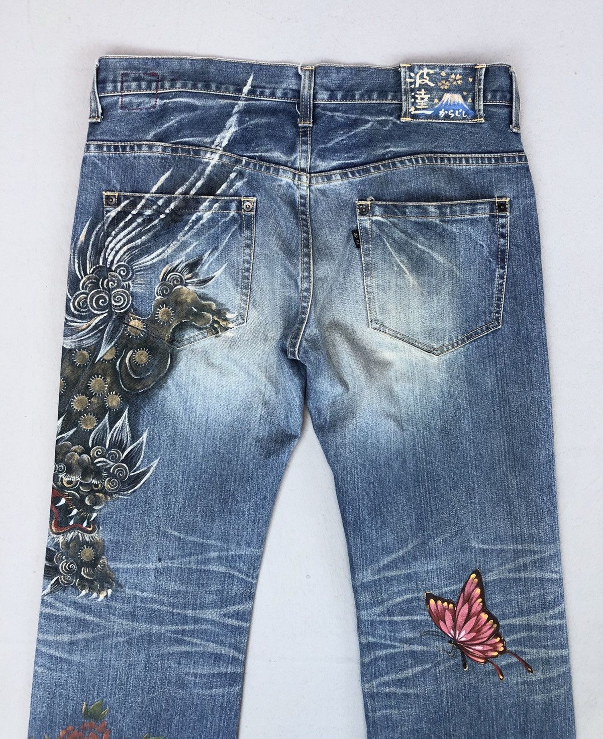 Japanese Brand Naminorita Tsujin Handmade Japanese Dragon Painting Jeans Size US 34 / EU 50 - 7 Thumbnail