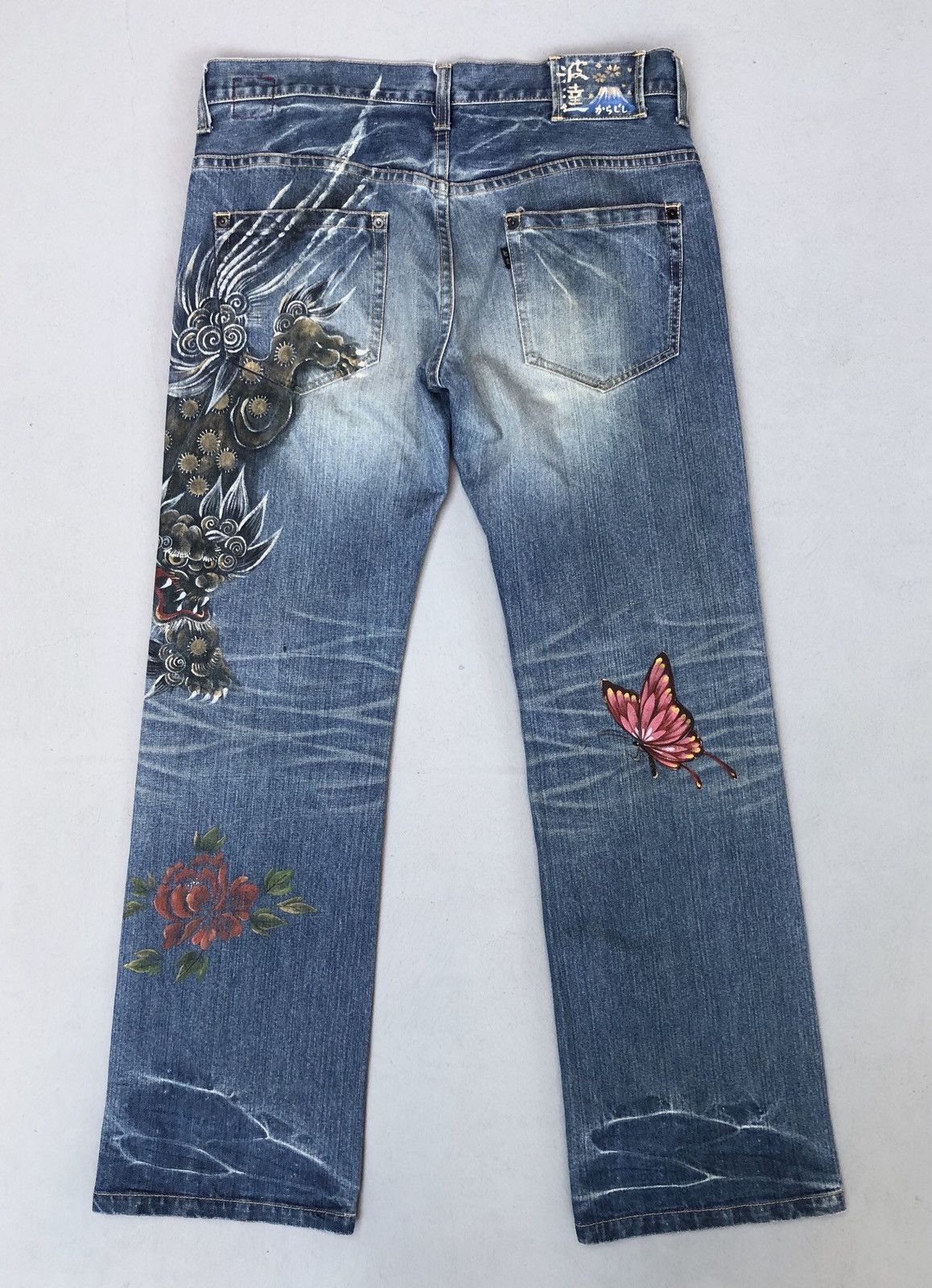 Japanese Brand Naminorita Tsujin Handmade Japanese Dragon Painting Jeans Size US 34 / EU 50 - 6 Thumbnail