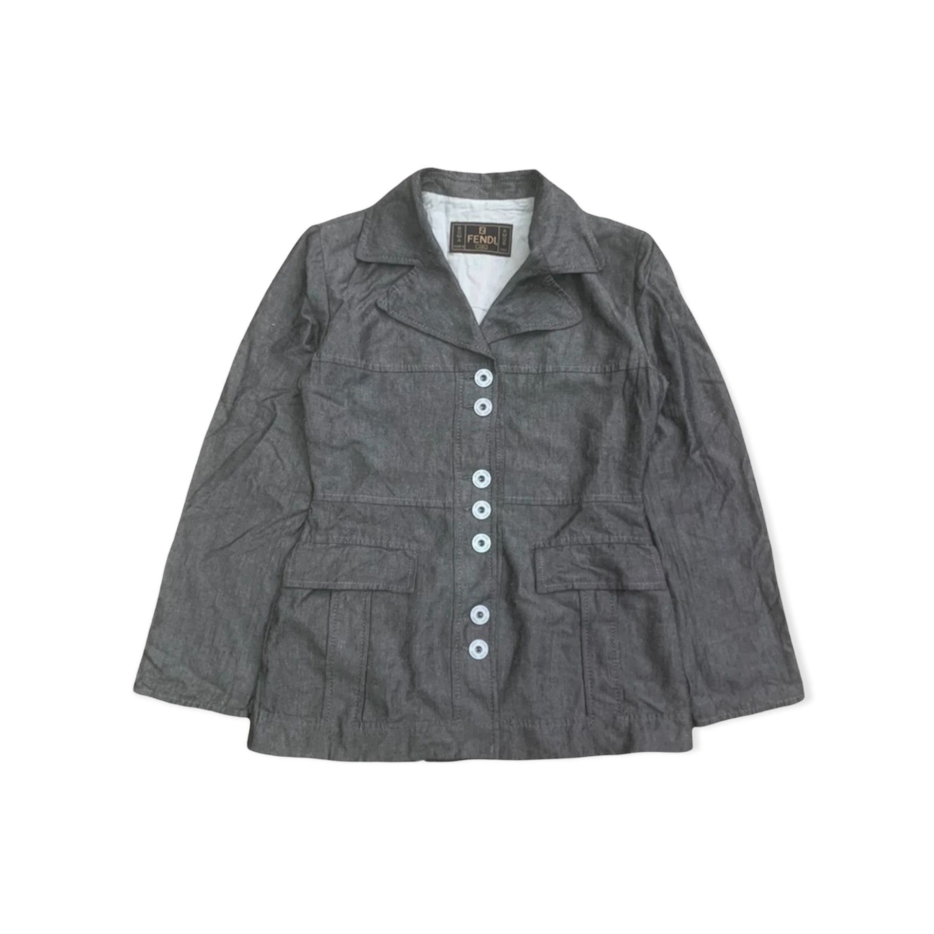 image of Og Vintage Fendi Jeans Jacket in Grey, Women's (Size Medium)