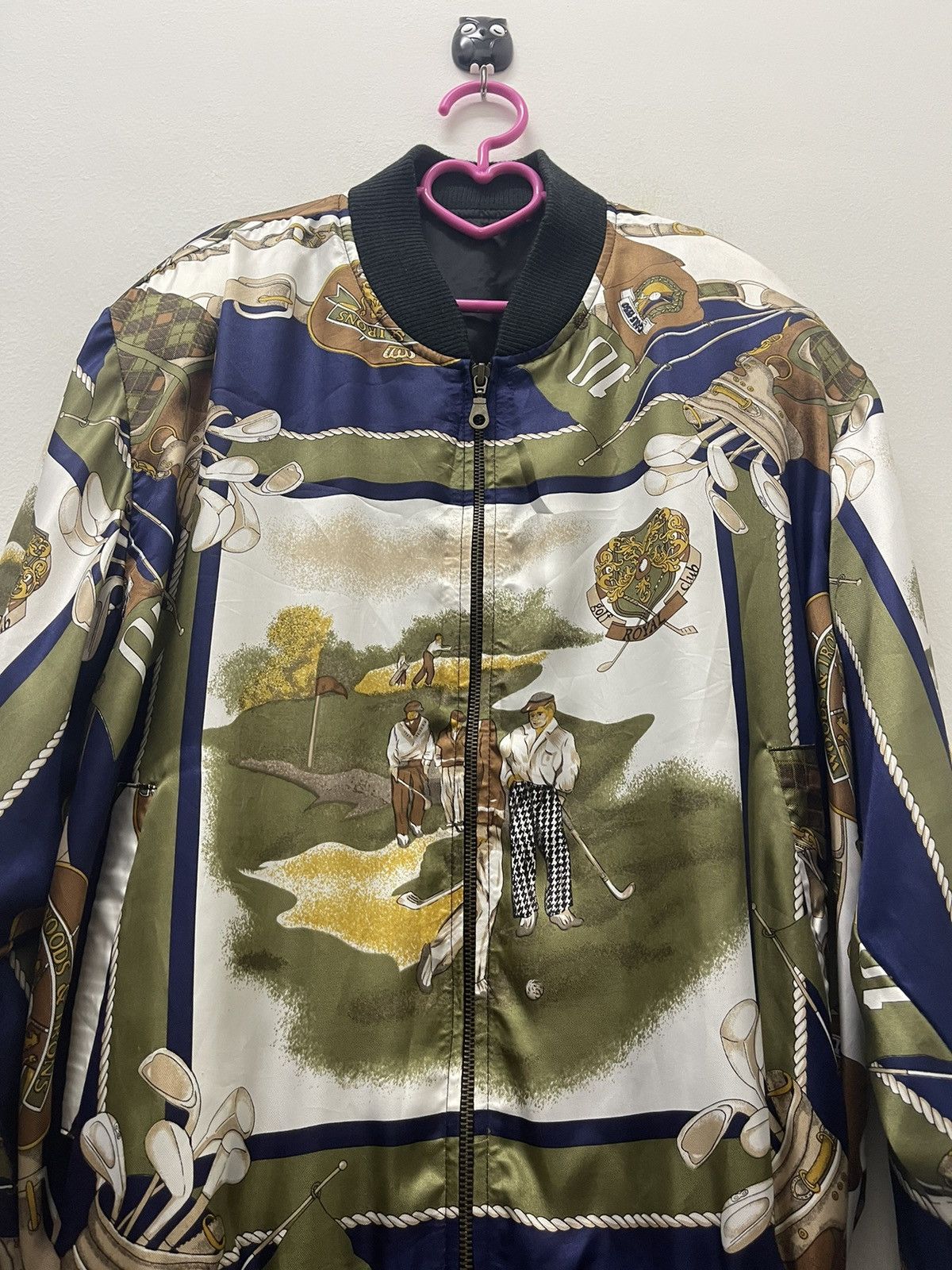 Vintage Rare Vintage GOLF Silk Gold Chain Bomber Baroque Jacket Size US M / EU 48-50 / 2 - 5 Thumbnail