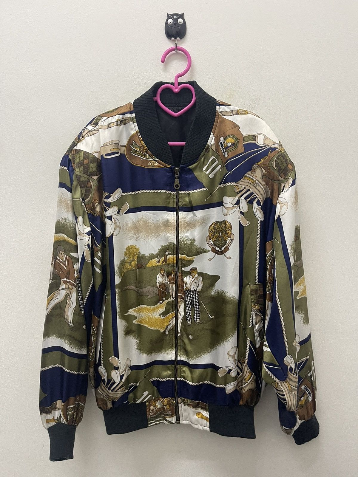 Vintage Rare Vintage GOLF Silk Gold Chain Bomber Baroque Jacket Size US M / EU 48-50 / 2 - 4 Thumbnail